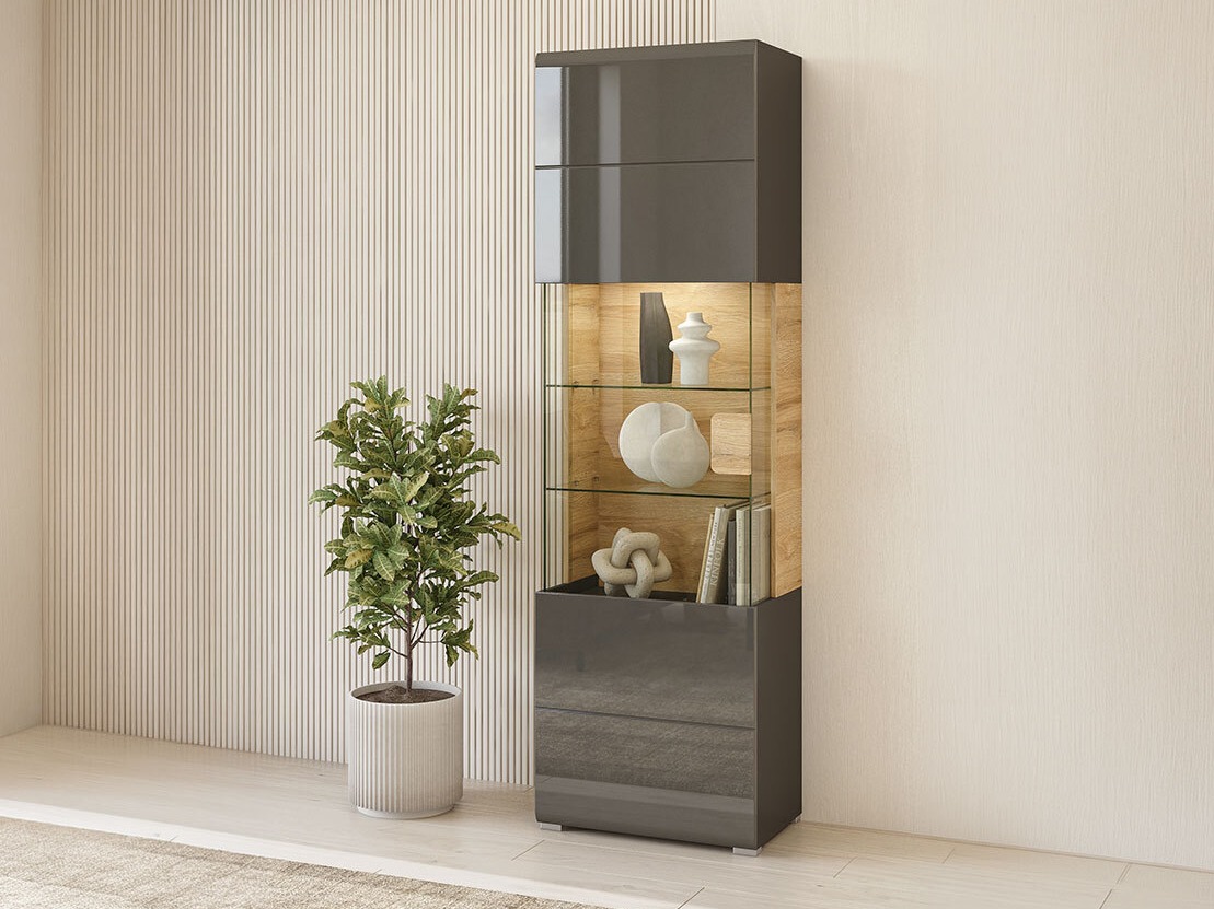 Regal Torsone 103 (Anthrazit + Gloss anthrazit + Grandson Eichenholzoptik)