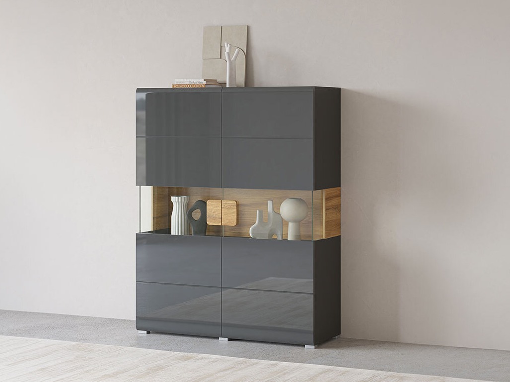 Regal Torsone 107 (Anthrazit + Gloss anthrazit + Grandson Eichenholzoptik)