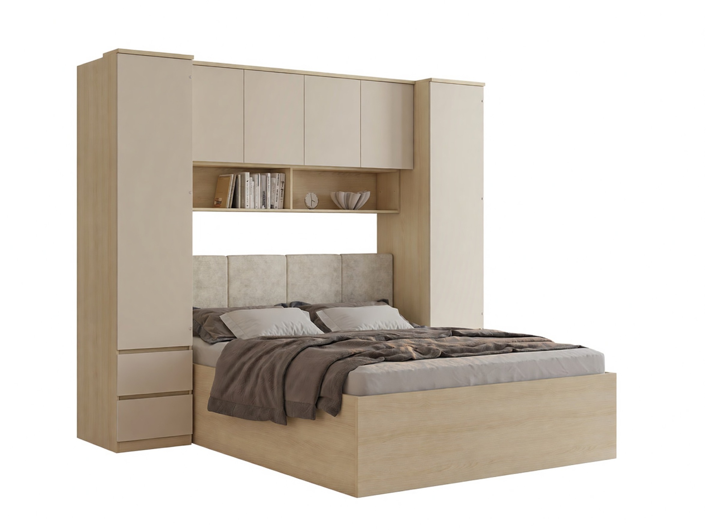 Schlafzimmer-Set Nolcala 125 (Eichenholzoptik + Beige)