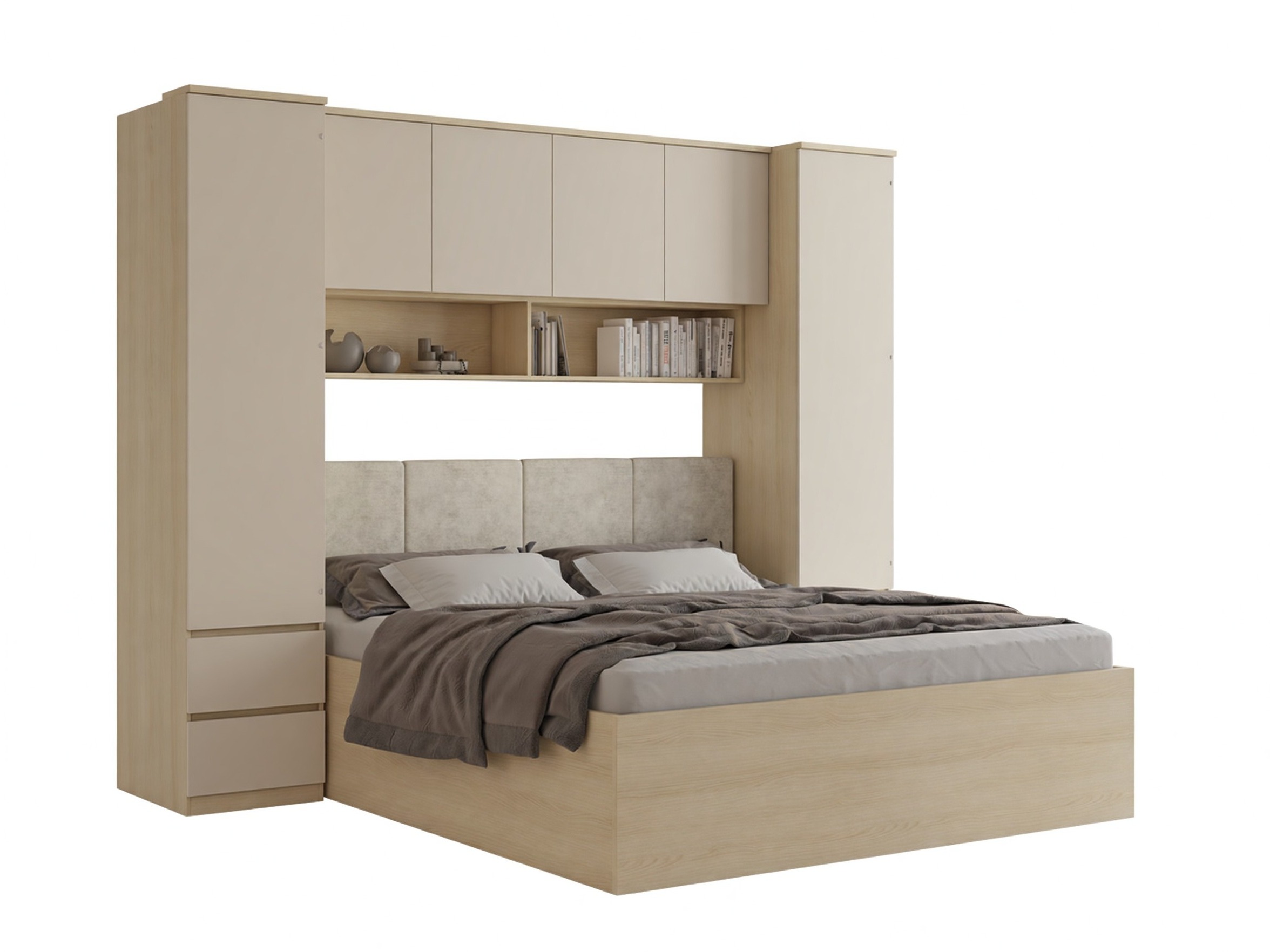 Schlafzimmer-Set Nolcala 125 (Eichenholzoptik + Beige)