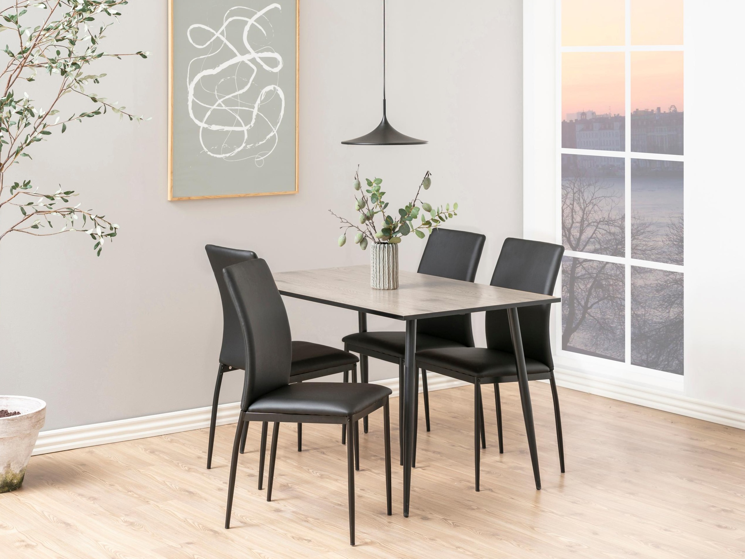 Tisch Norsica 289 (Eichenholzoptik gebleicht + Schwarz)