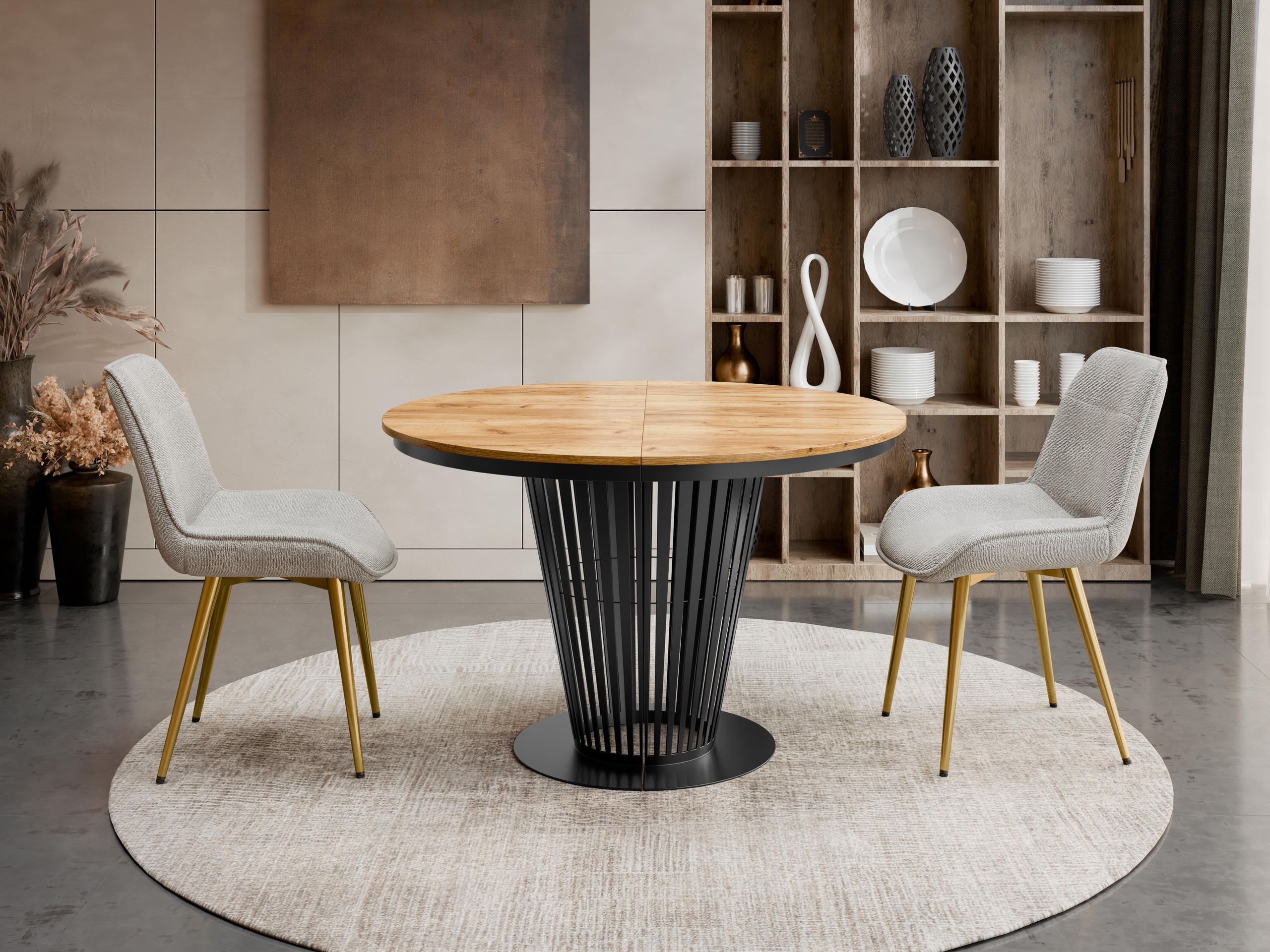 Tisch Oswego 179 (Schwarz + Craft eichenholzoptik)