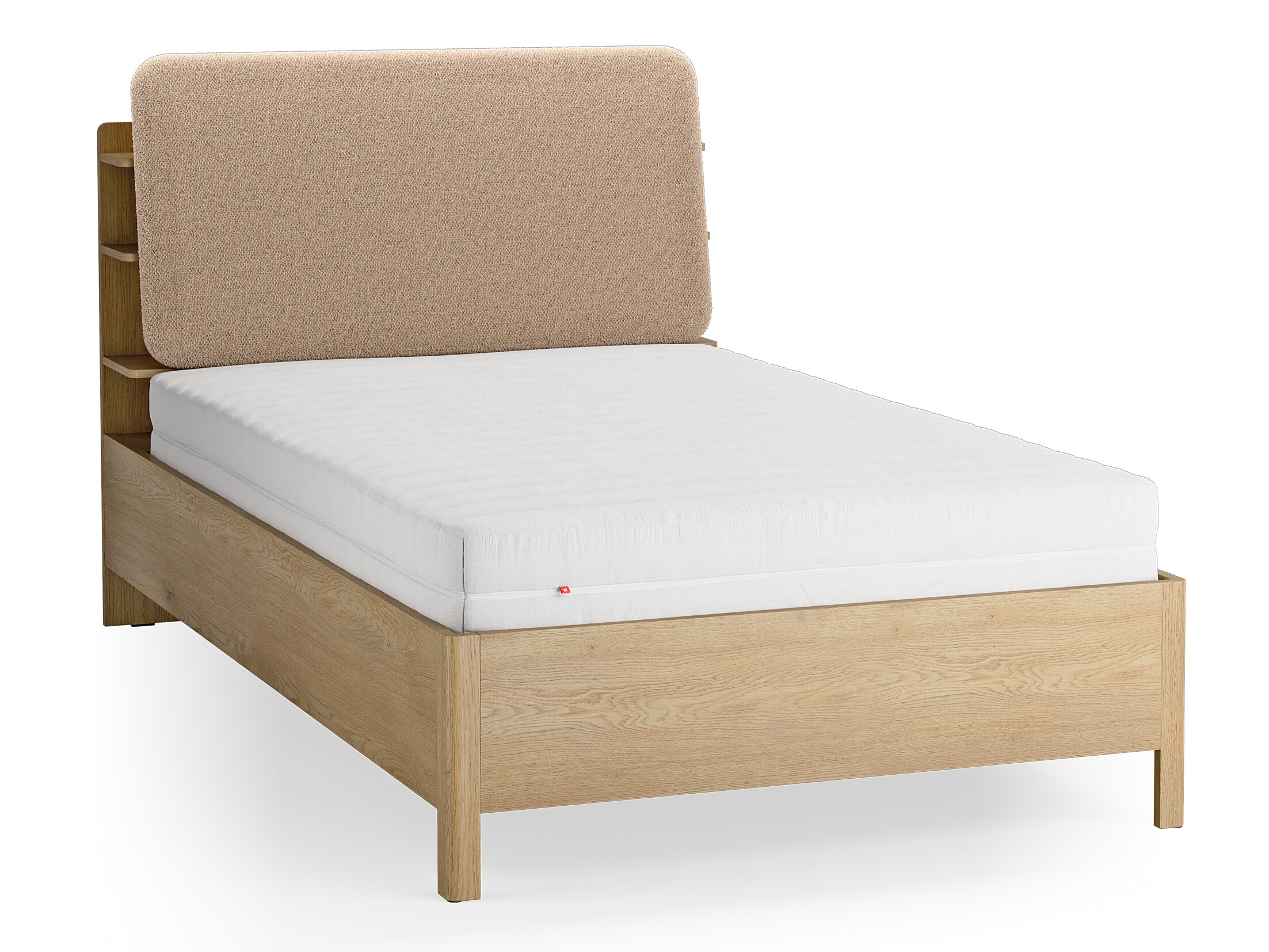 Bett Ruvcamu 108 (Eichenholzoptik + Beige)
