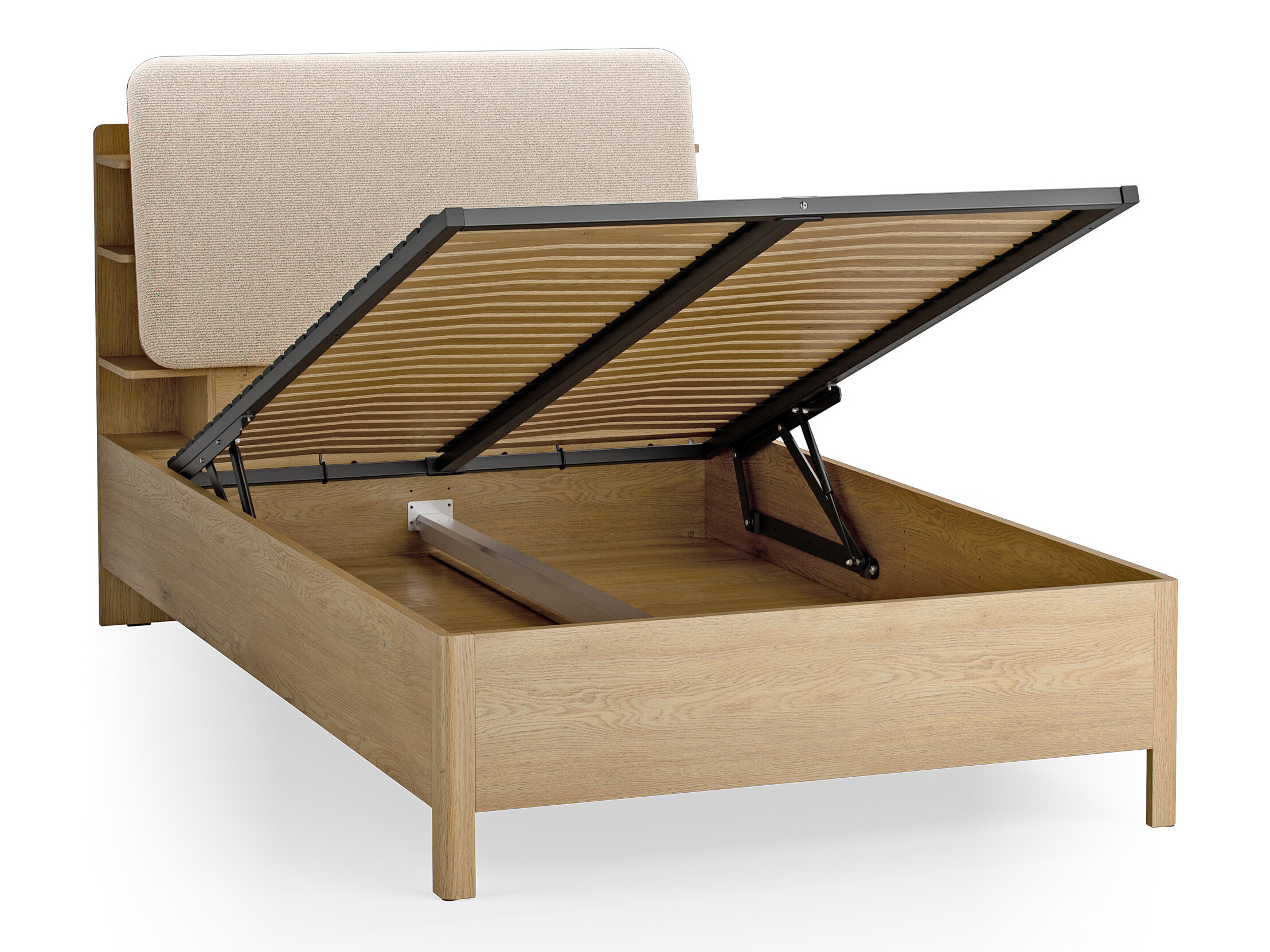 Bett Ruvcamu 108 (Eichenholzoptik + Ecru weiss)