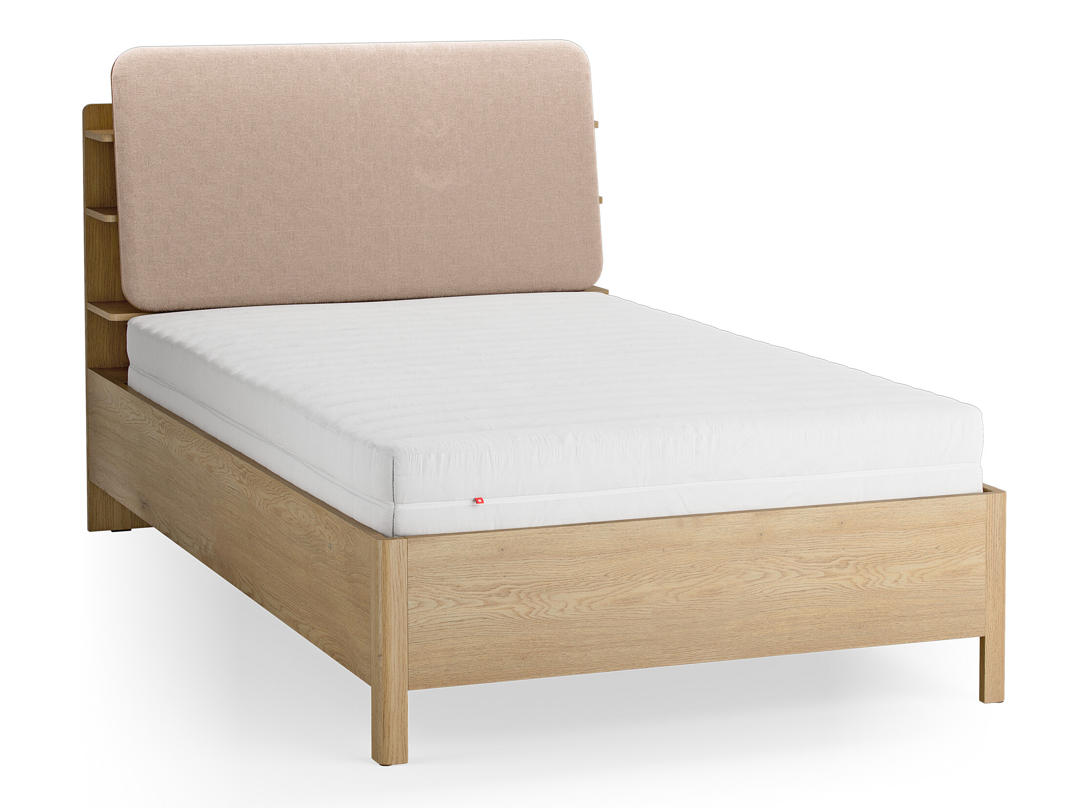 Bett Ruvcamu 108 (Eichenholzoptik + Taupe)
