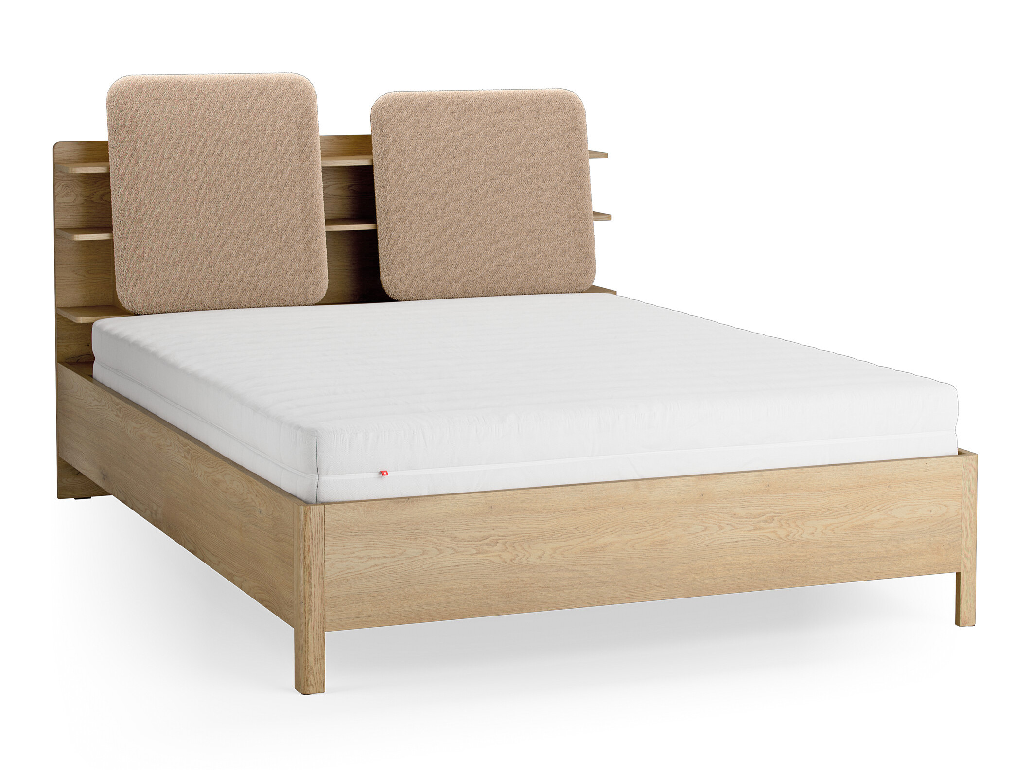 Bett Ruvcamu 109 (Eichenholzoptik + Beige)