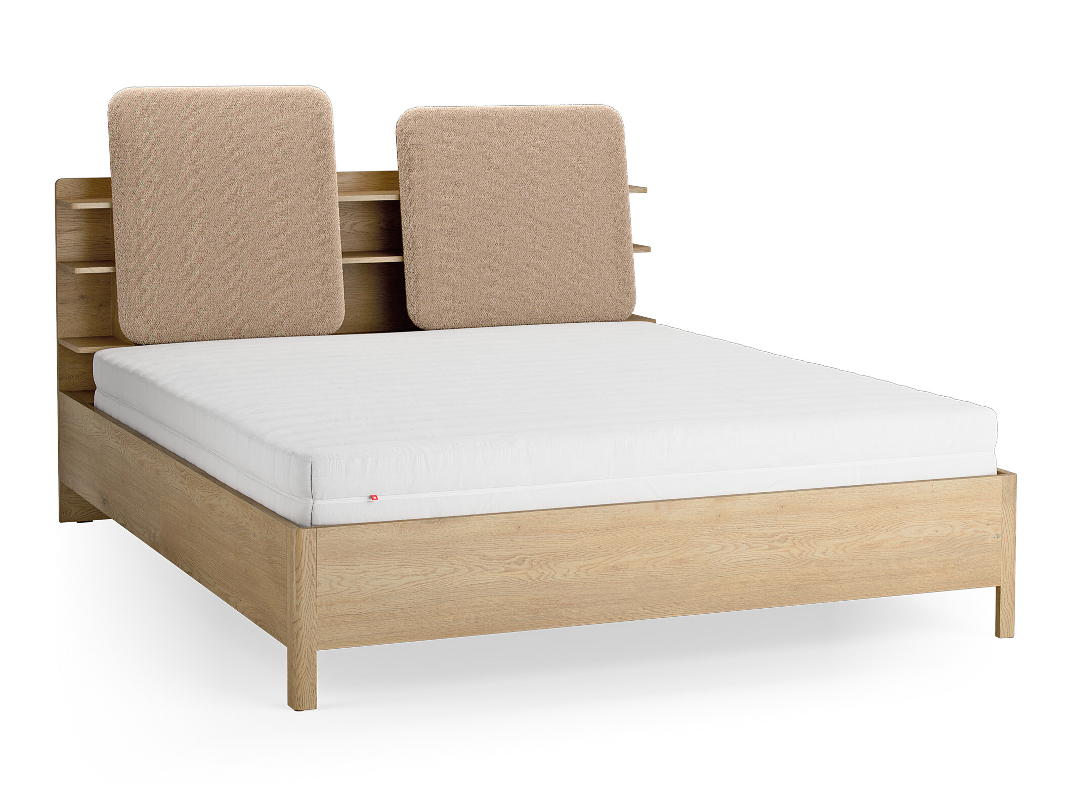 Bett Ruvcamu 109 (Eichenholzoptik + Beige)