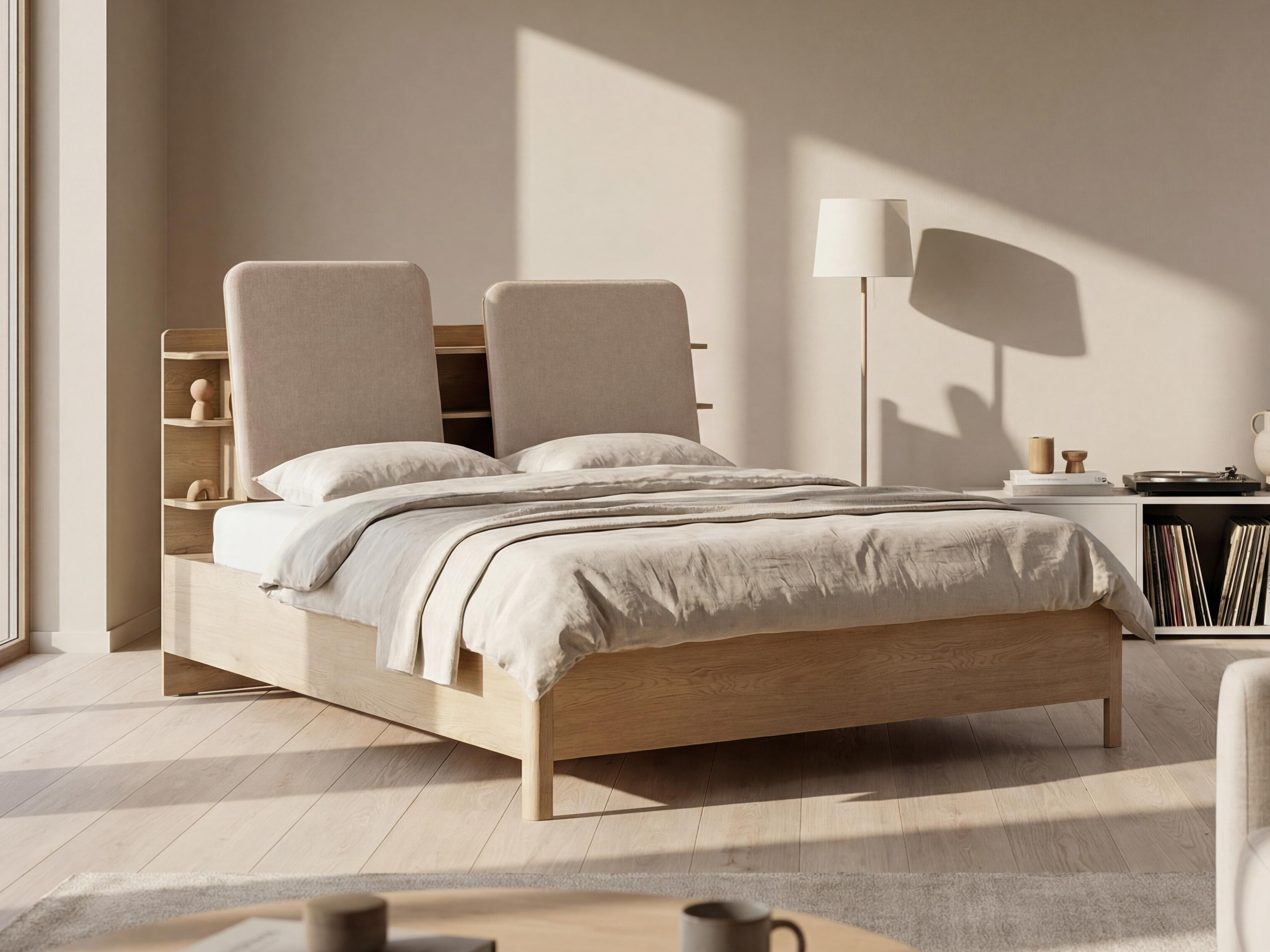 Bett Ruvcamu 109 (Eichenholzoptik + Ecru weiss)