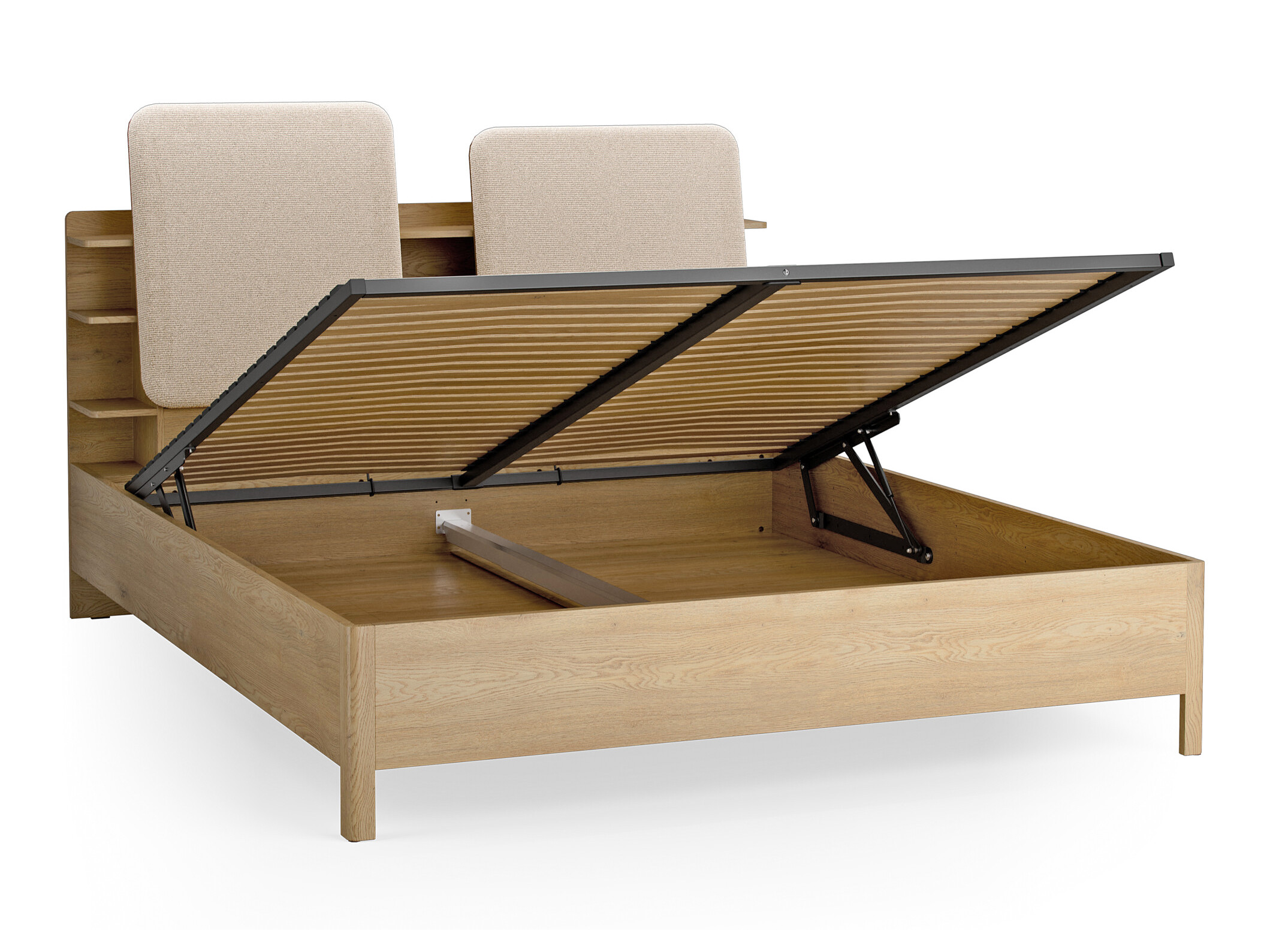 Bett Ruvcamu 109 (Eichenholzoptik + Ecru weiss)