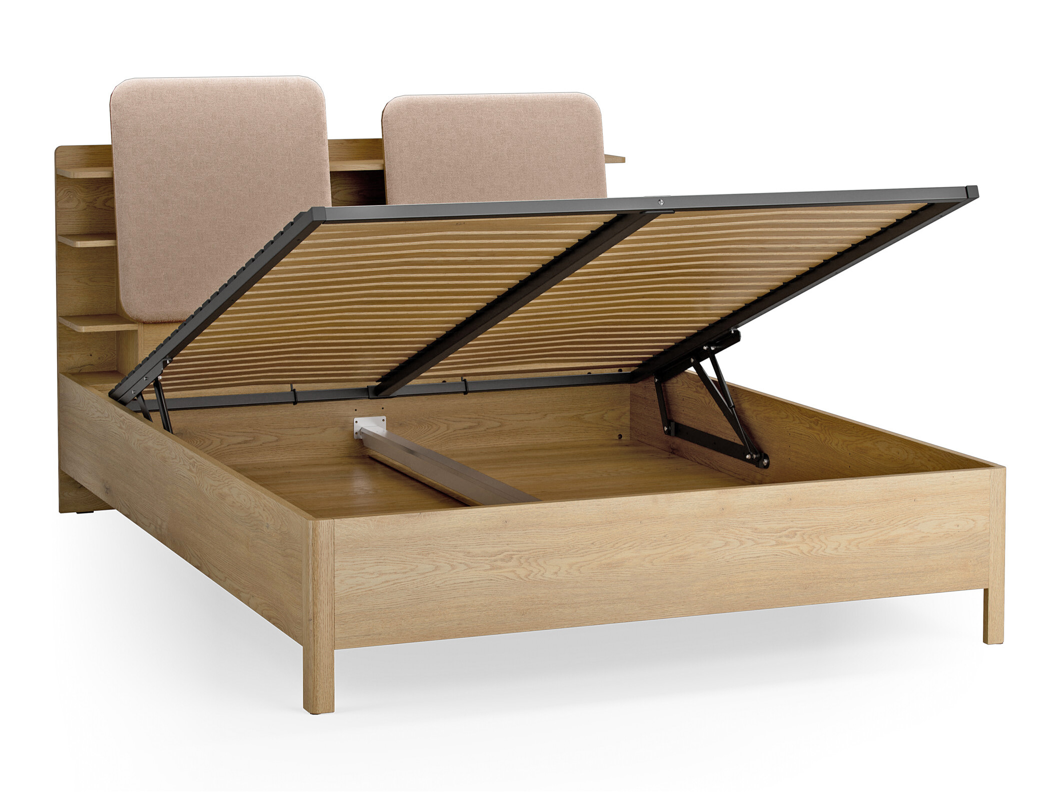 Bett Ruvcamu 109 (Eichenholzoptik + Taupe)