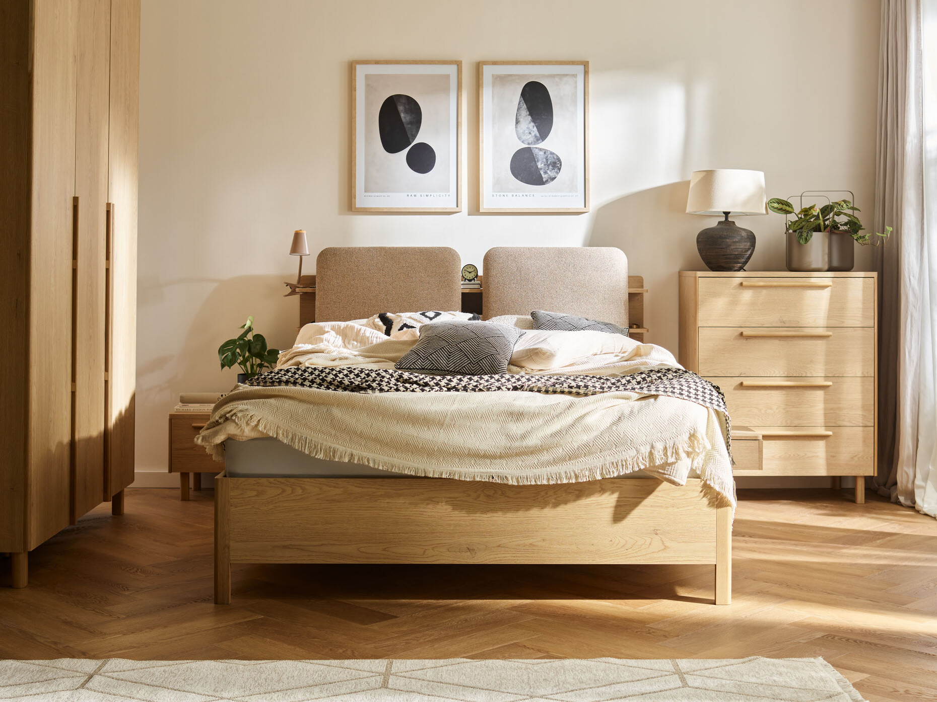 Bett Ruvcamu 109 (Eichenholzoptik + Taupe)