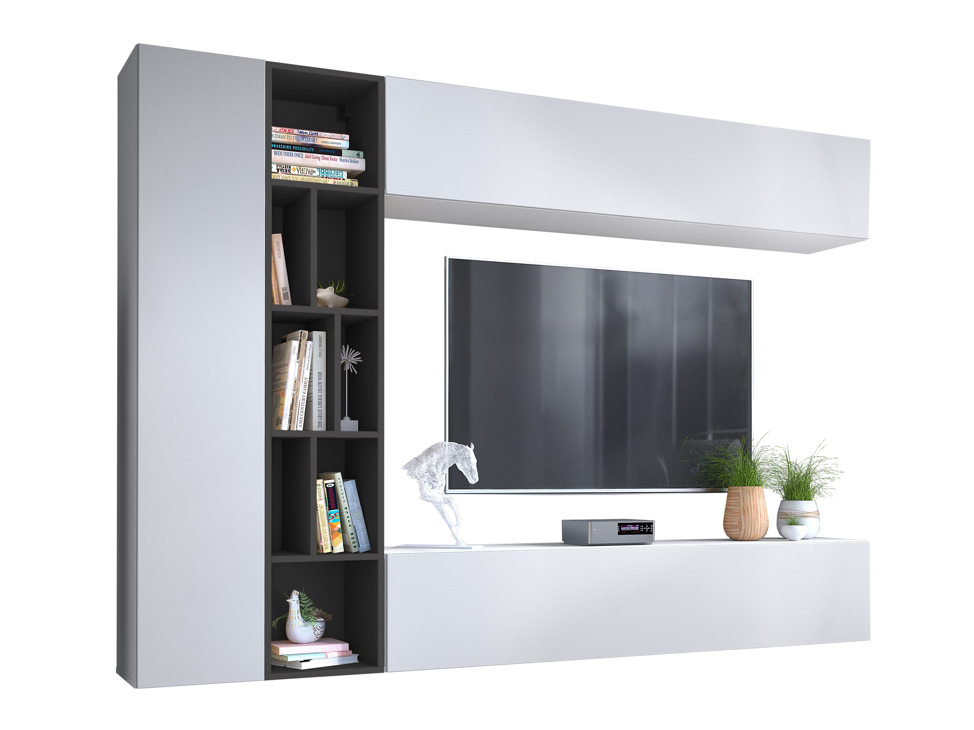 Wohnzimmer-Set Comfivo Natura (Weiss + Graphit)