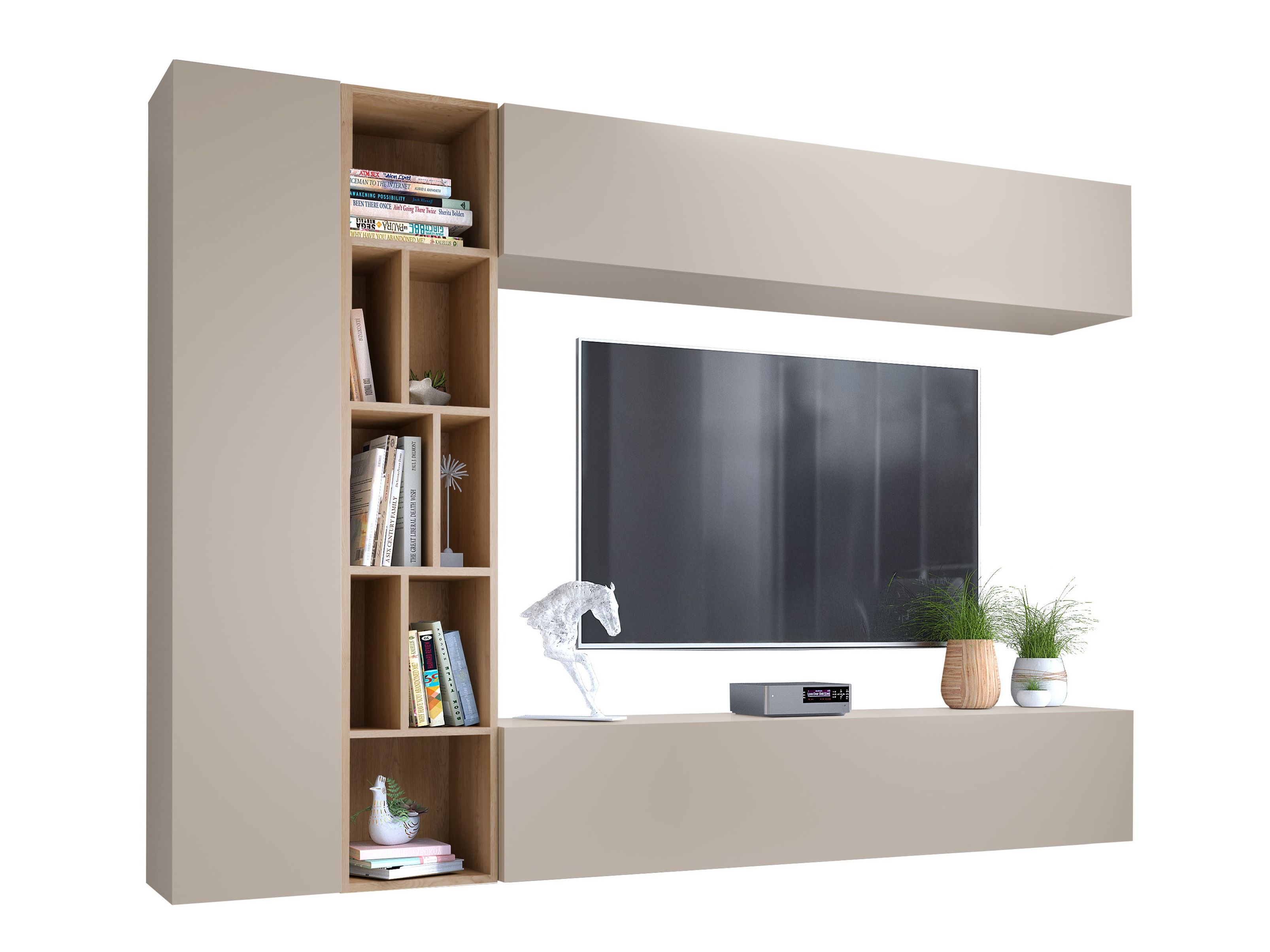 Wohnzimmer-Sets Comfivo Natura (Kaschmir + Artisan Eichenholzoptik)