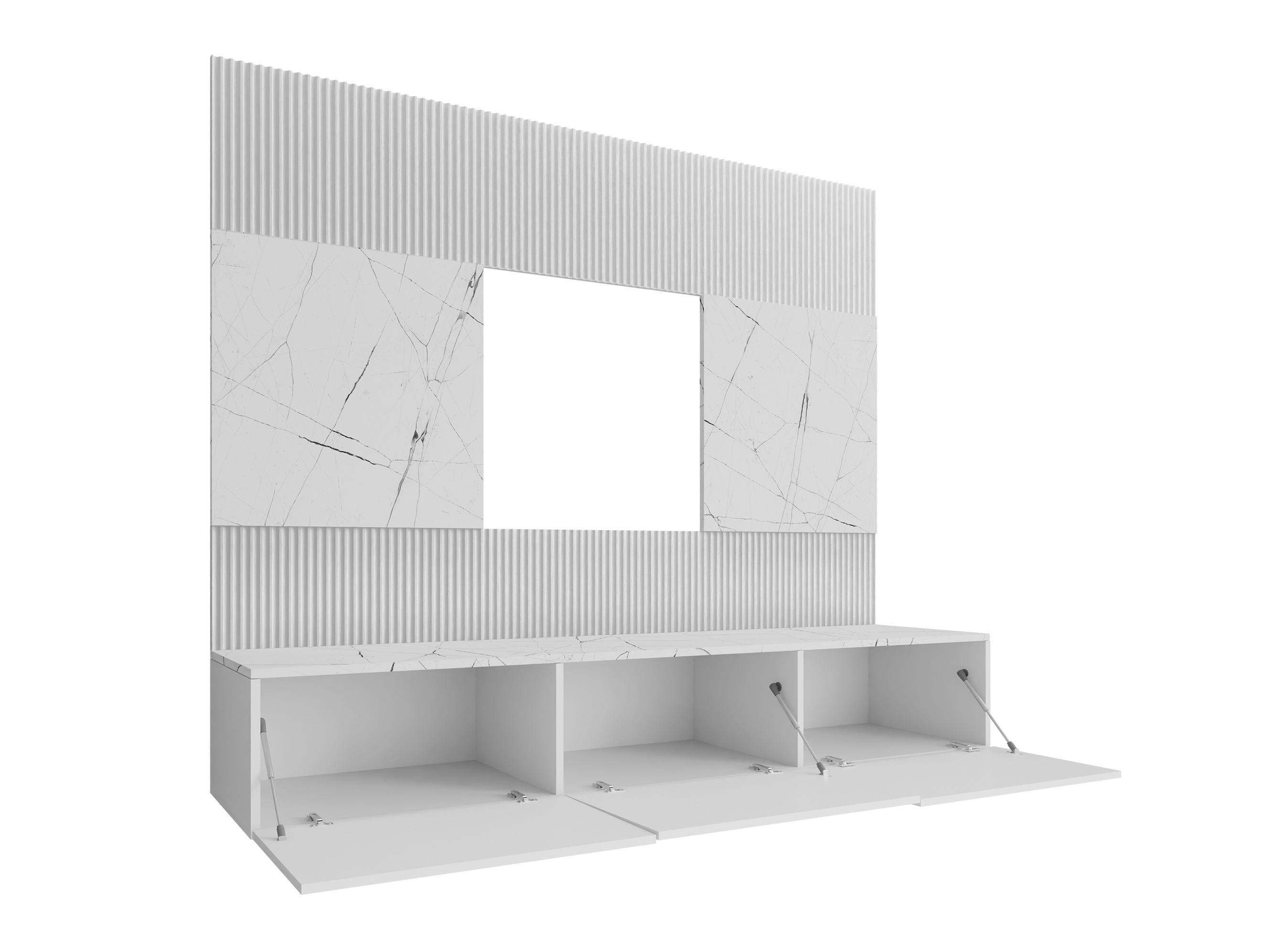 Wohnzimmer-Sets Comfivo Salix I (Schwarz + Schwarzer Marmor)
