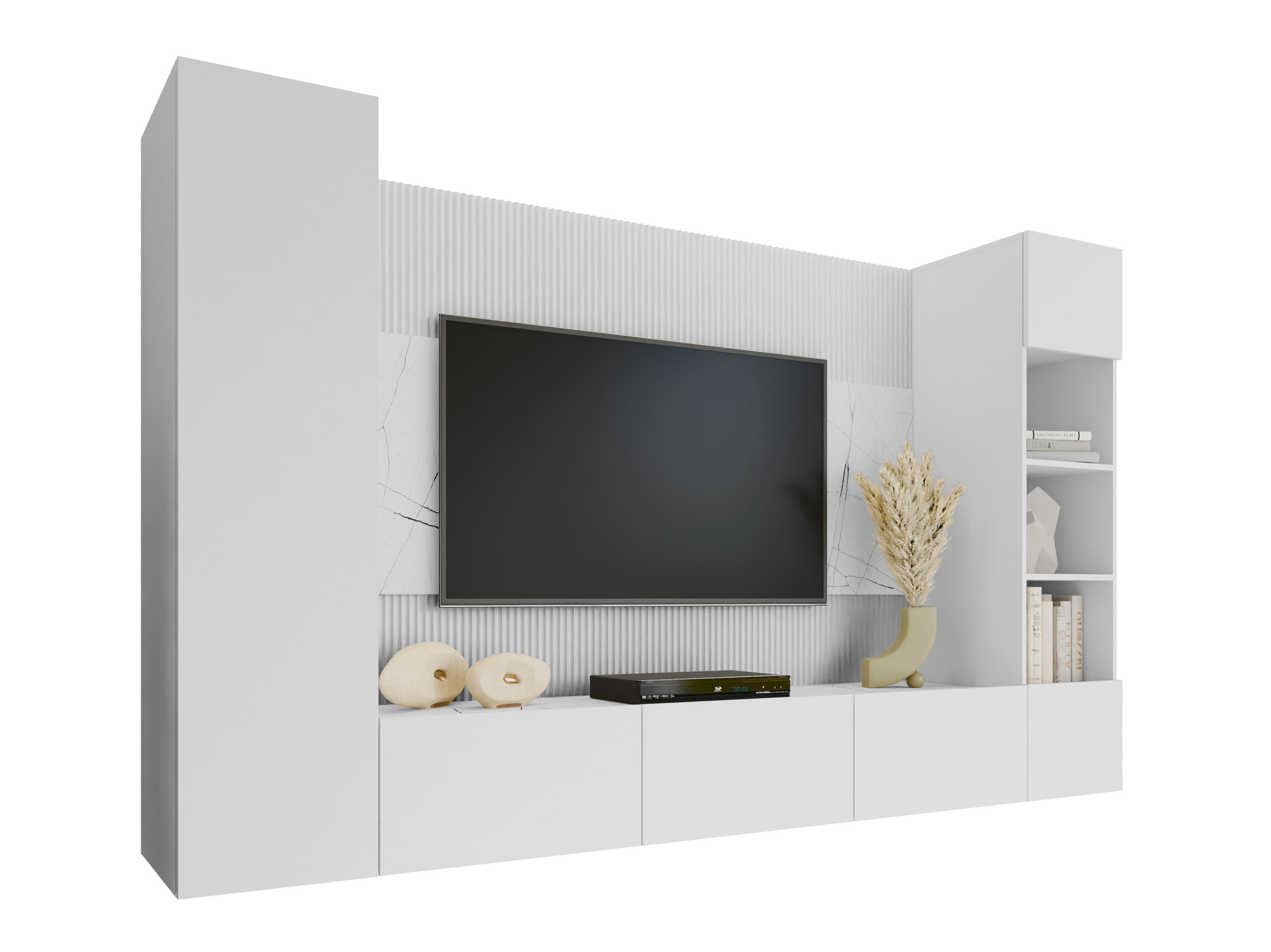Wohnzimmer-Sets Comfivo Salix IV (Weiss + Weisser Marmor)