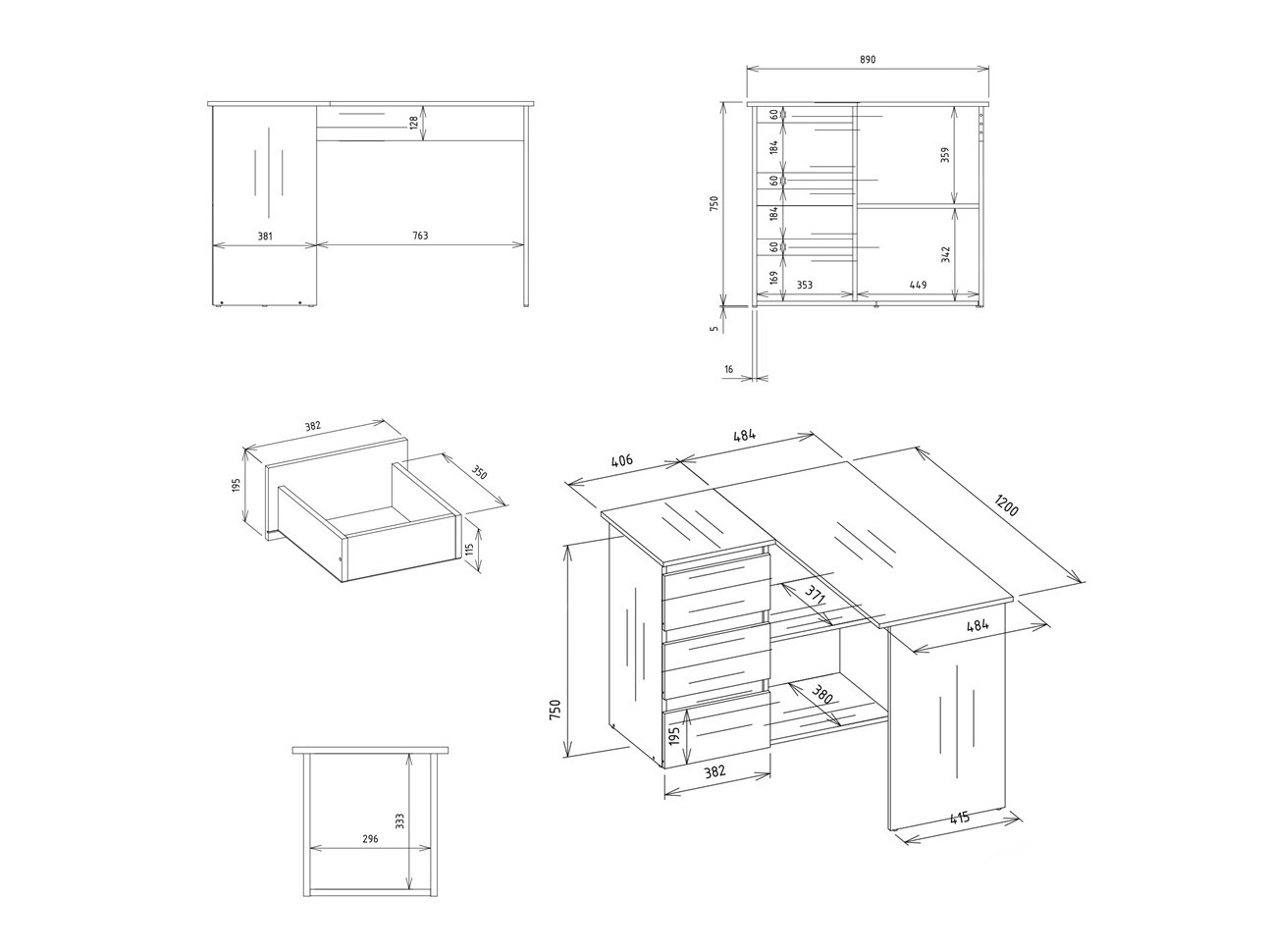 Eckschreibtisch Mandeville 365