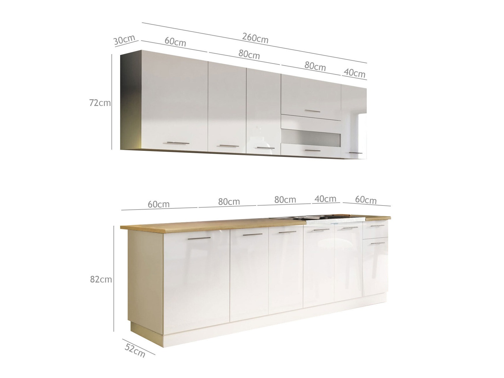 Modulares Küchenset Tiffa White 121