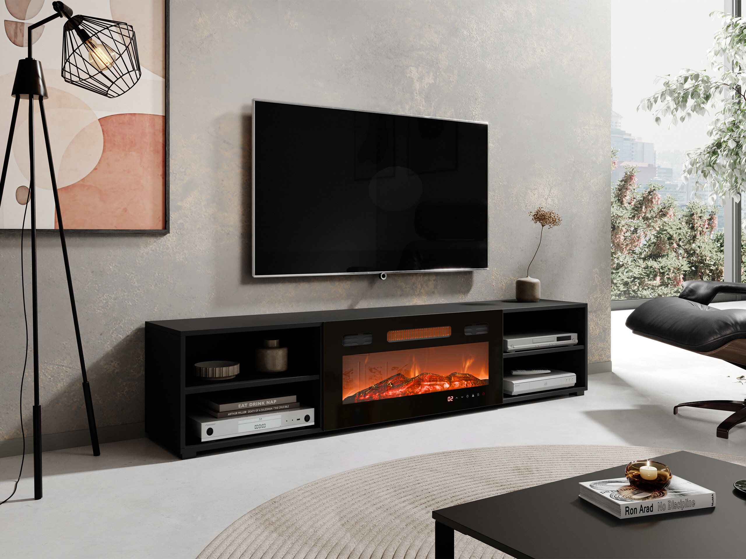 TV-Möbel Charlotte 190 (Schwarz)