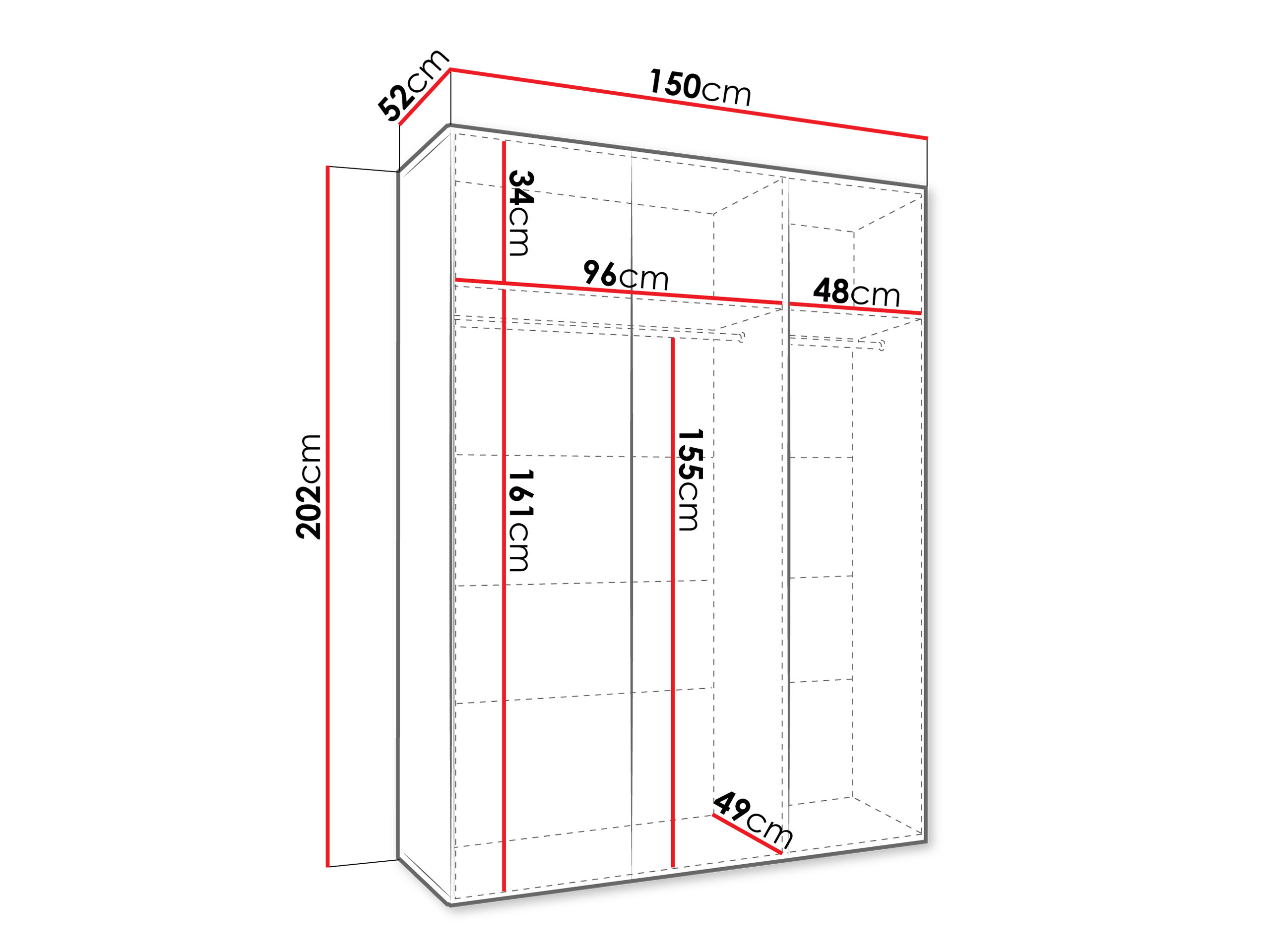 Kleiderschrank Hartford 614 (Weiss)