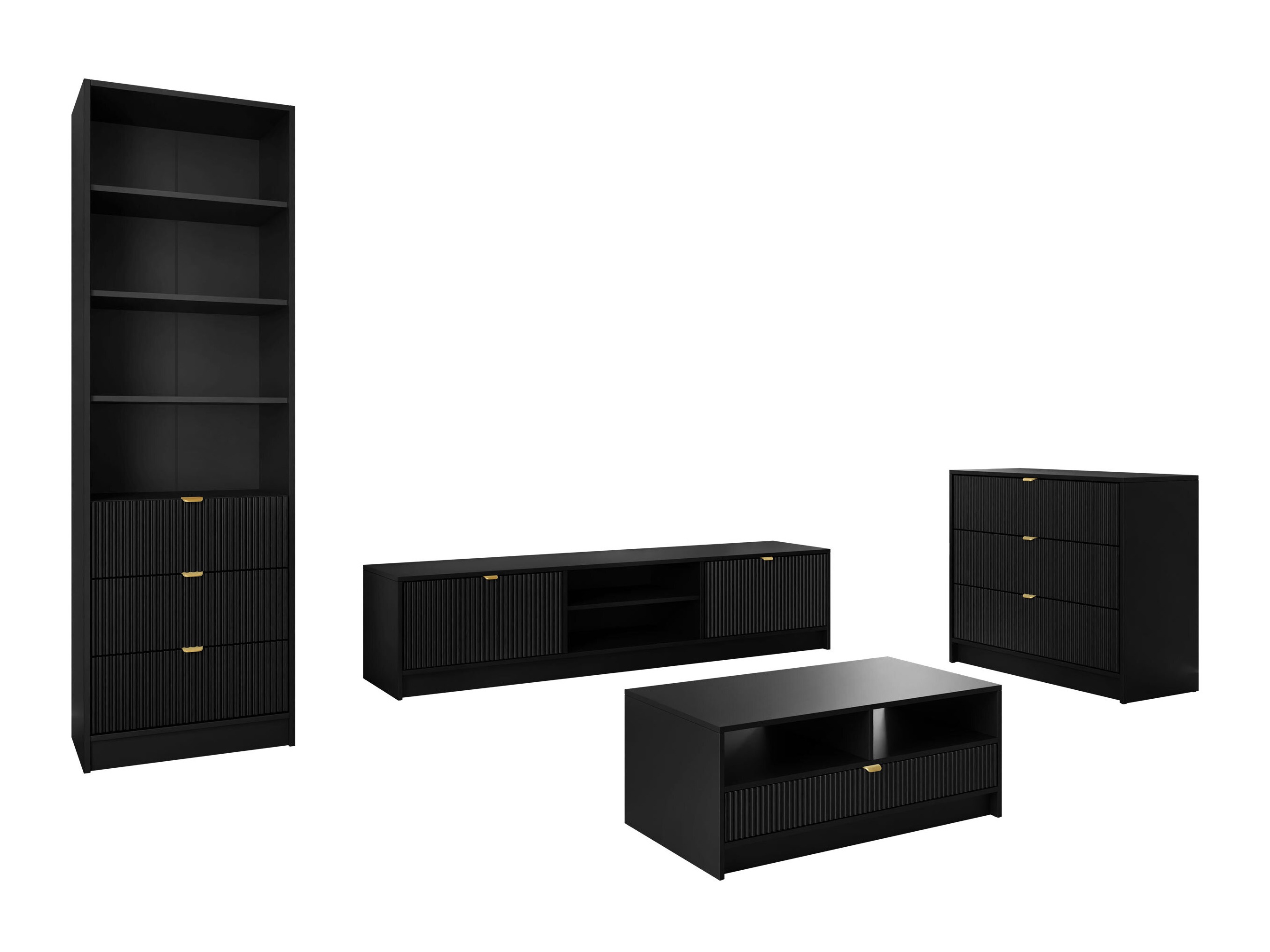 Wohnzimmer-Set Comfivo Papilio VII (Schwarz)