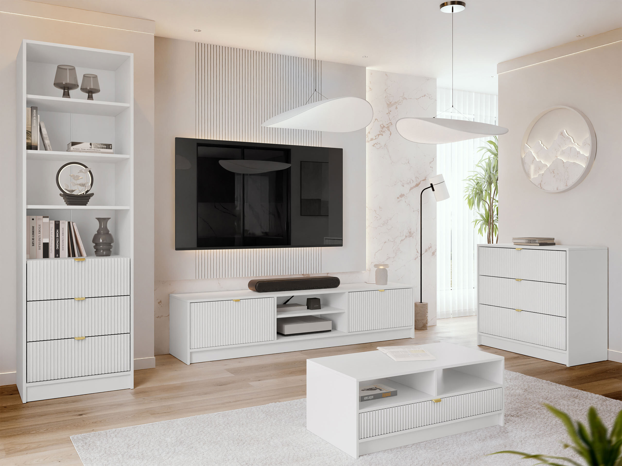 Wohnzimmer-Sets Comfivo Papilio VII (Weiss)