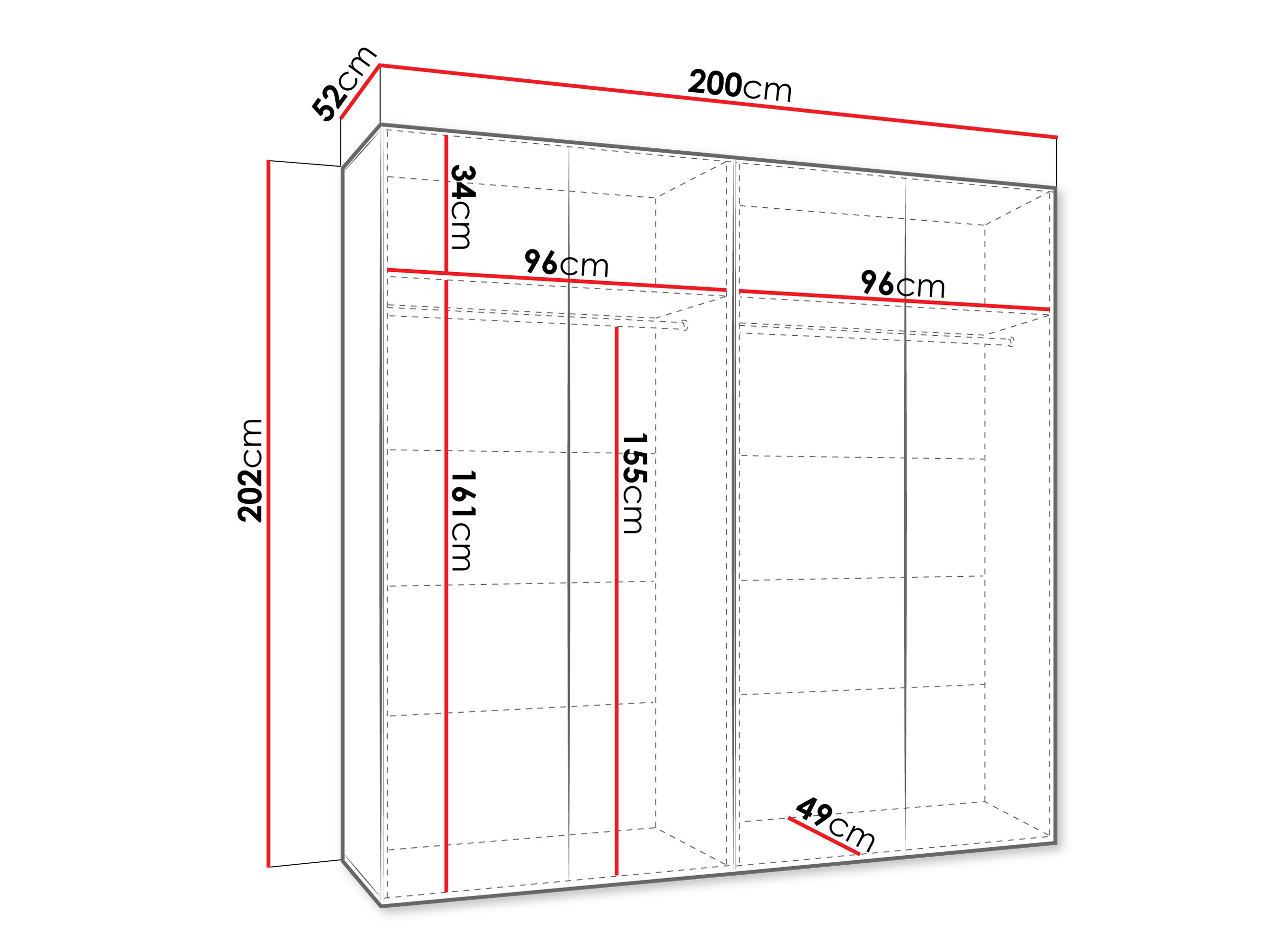 Kleiderschrank Hartford 630 (Schwarz)