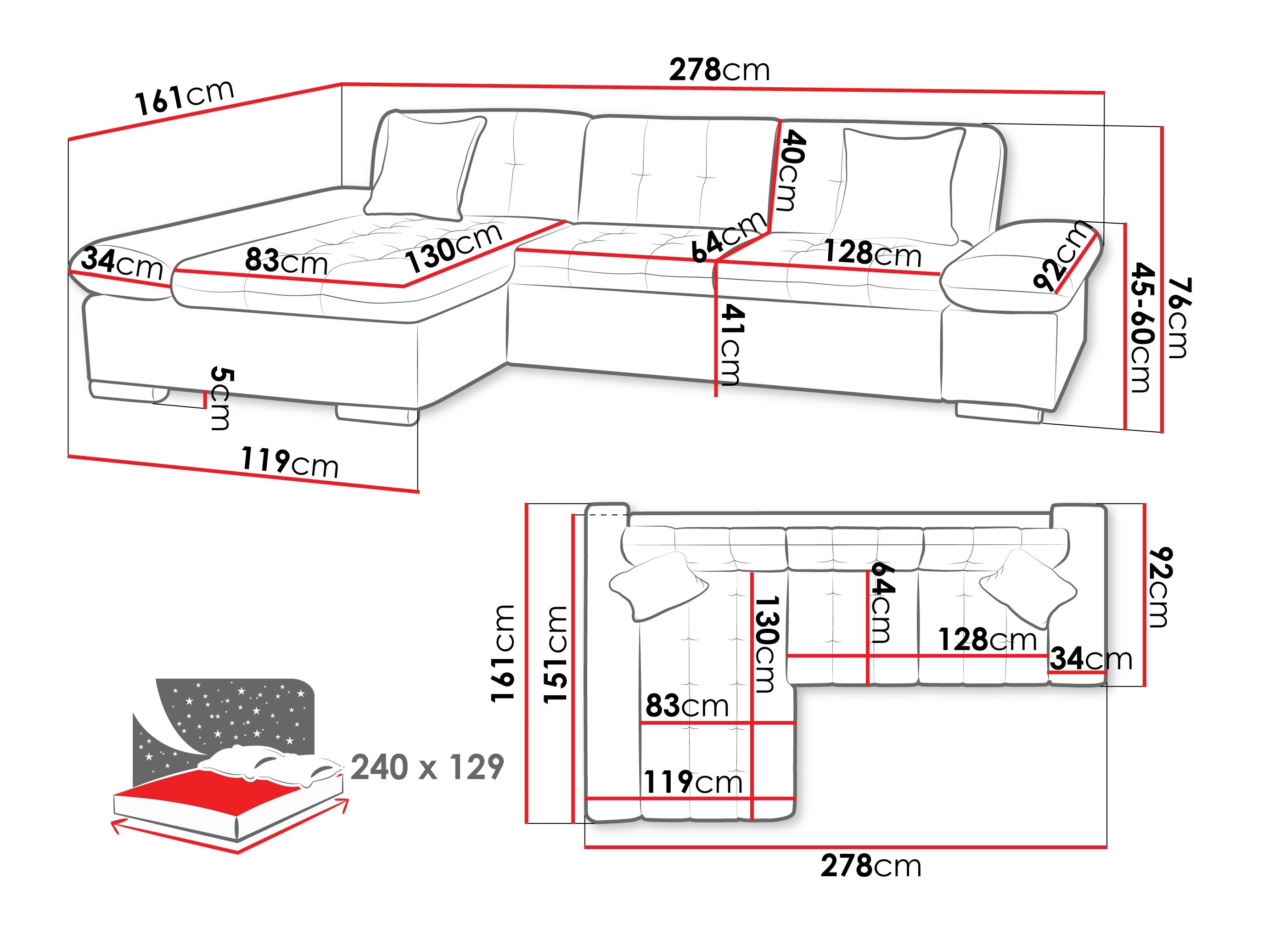 Ecksofa Comfivo Sanitas I (Lumo 55)