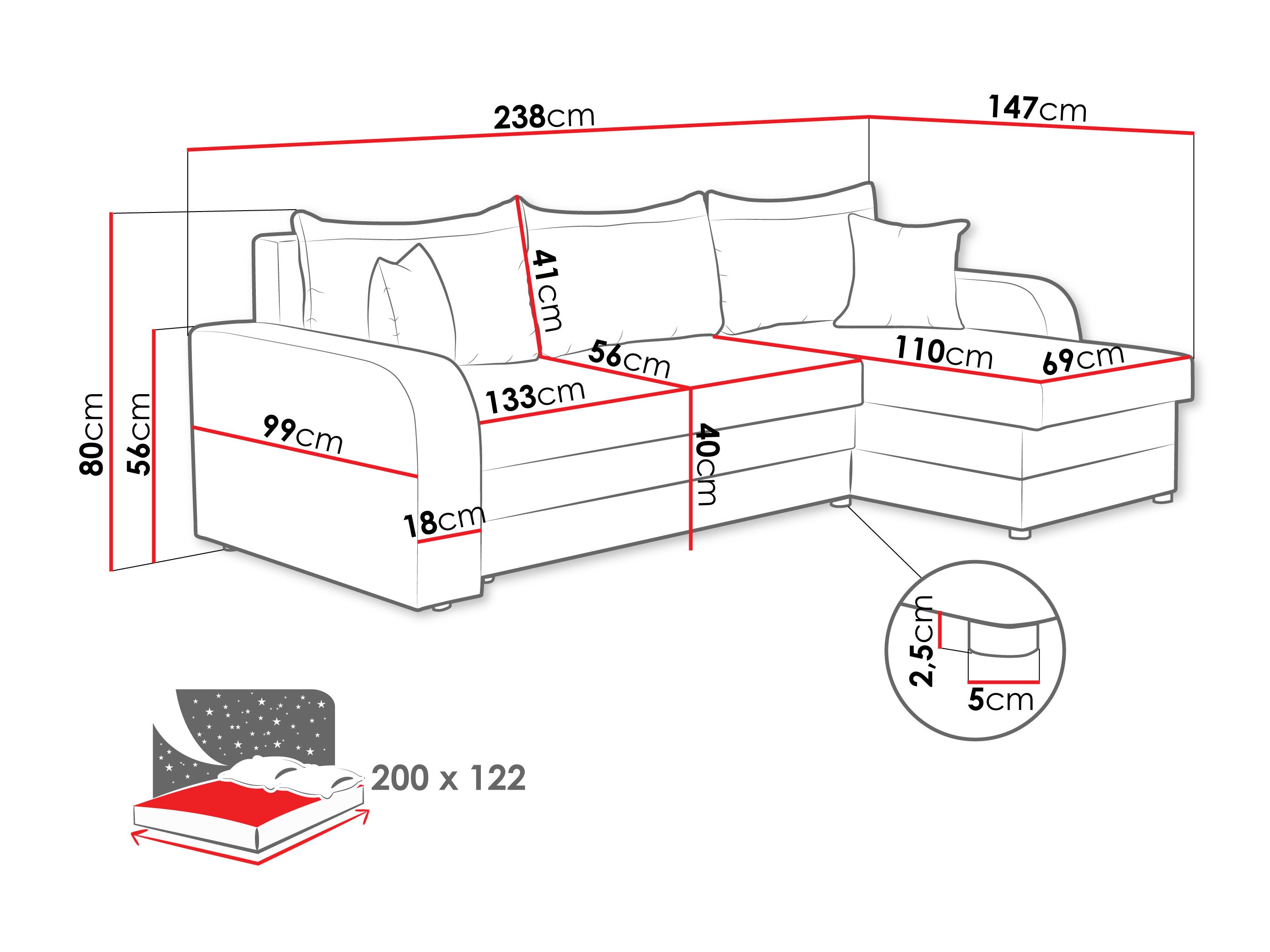 Ecksofa Comfivo Melissa (Lumo 40)