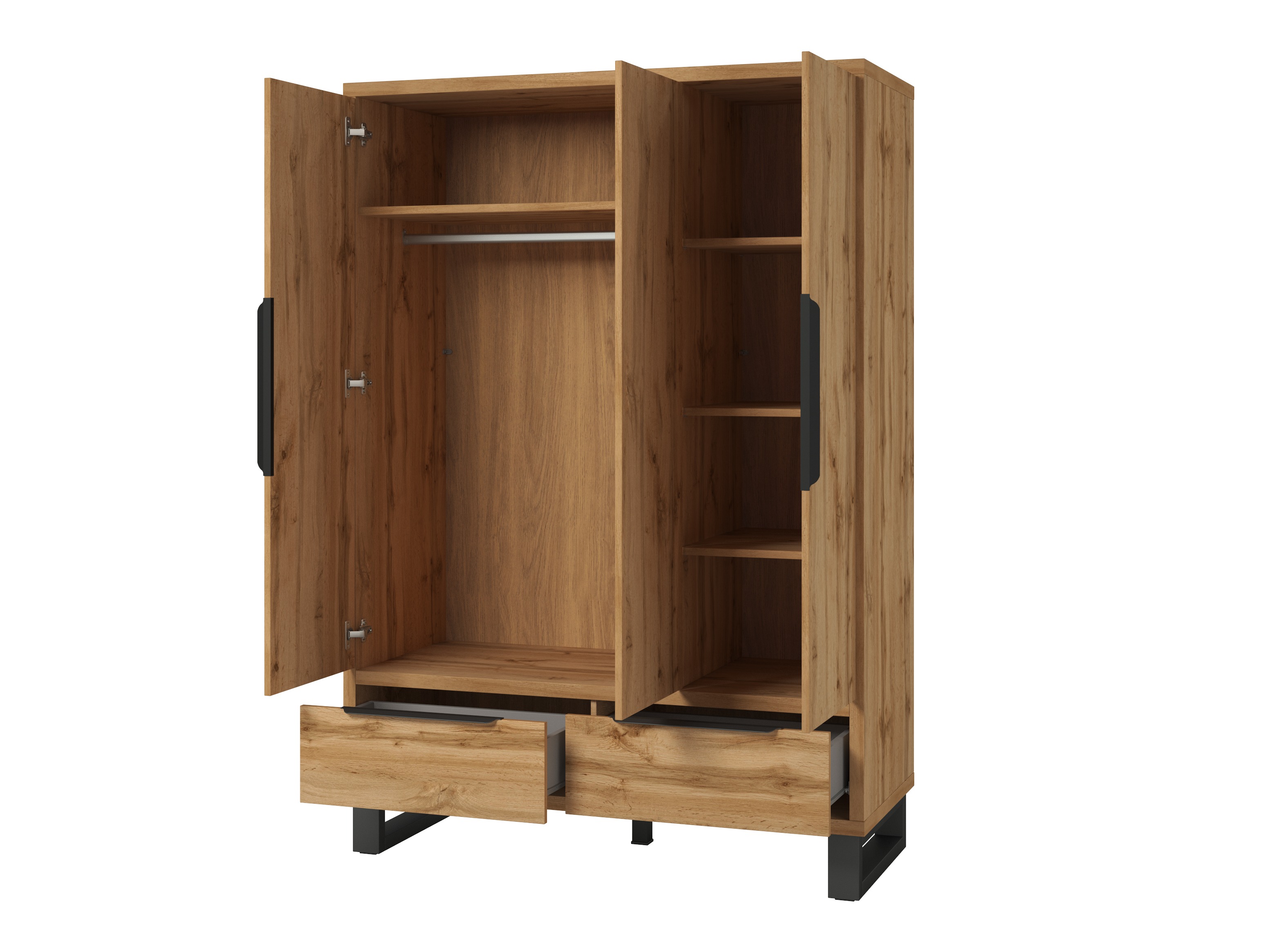 Kleiderschrank Avicavu 121 (Wotan Eiche + Schwarz)