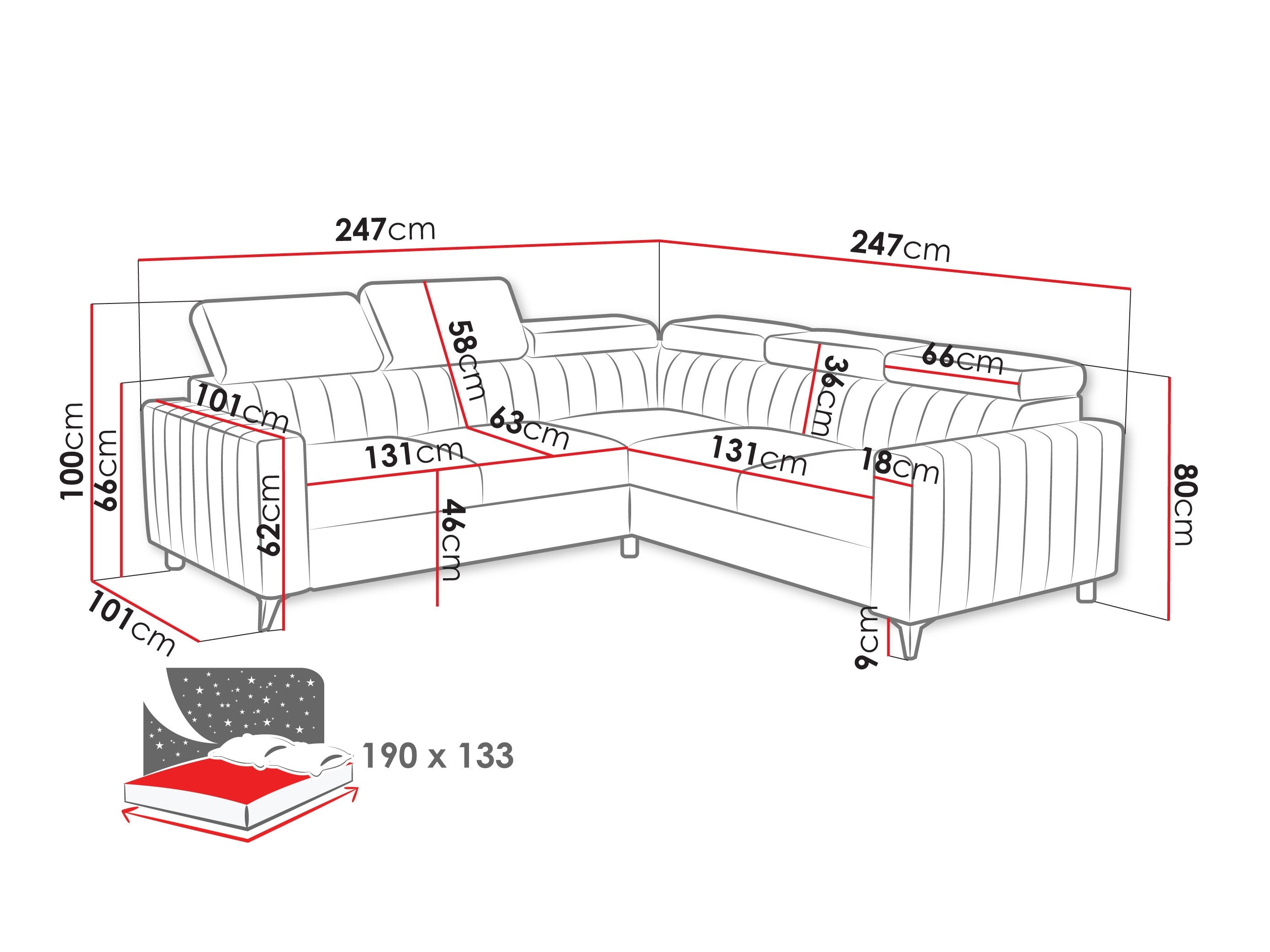 Ecksofa Columbus 201 (Velluto 3)