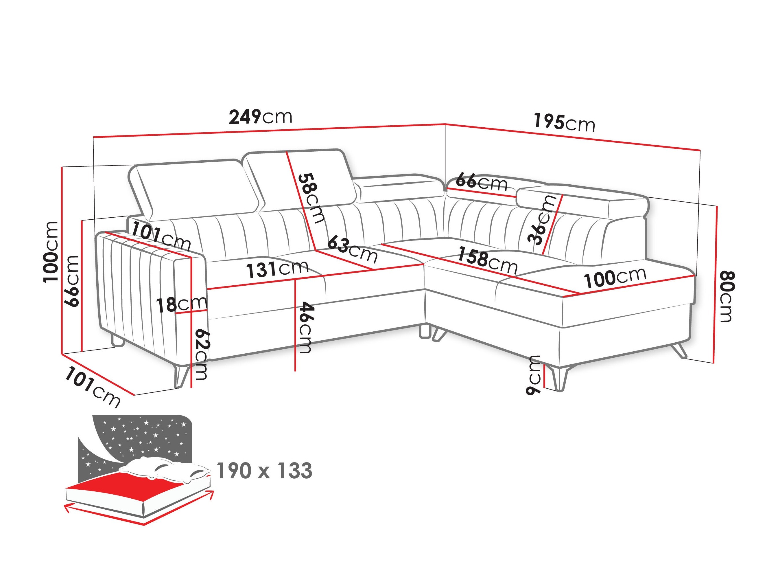Ecksofa Columbus 202 (Velutto 11)