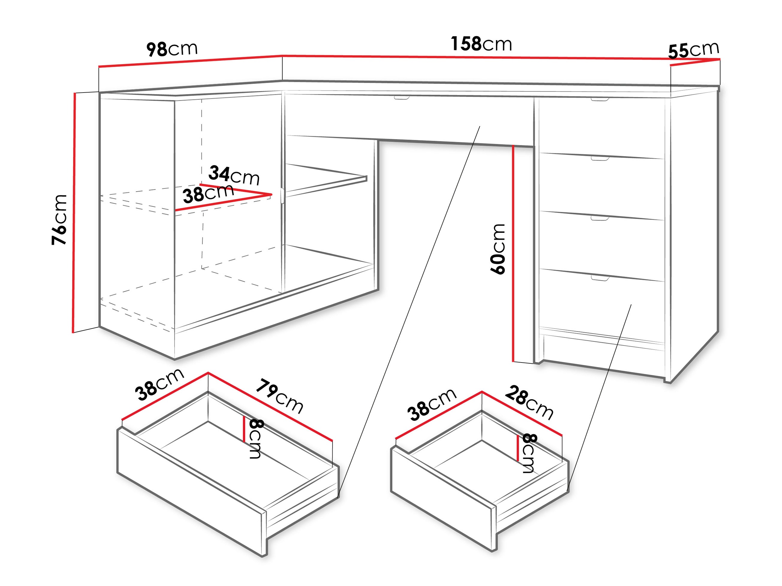 Eckschreibtisch Comfivo Larmire 127 (Walnussholzoptik)