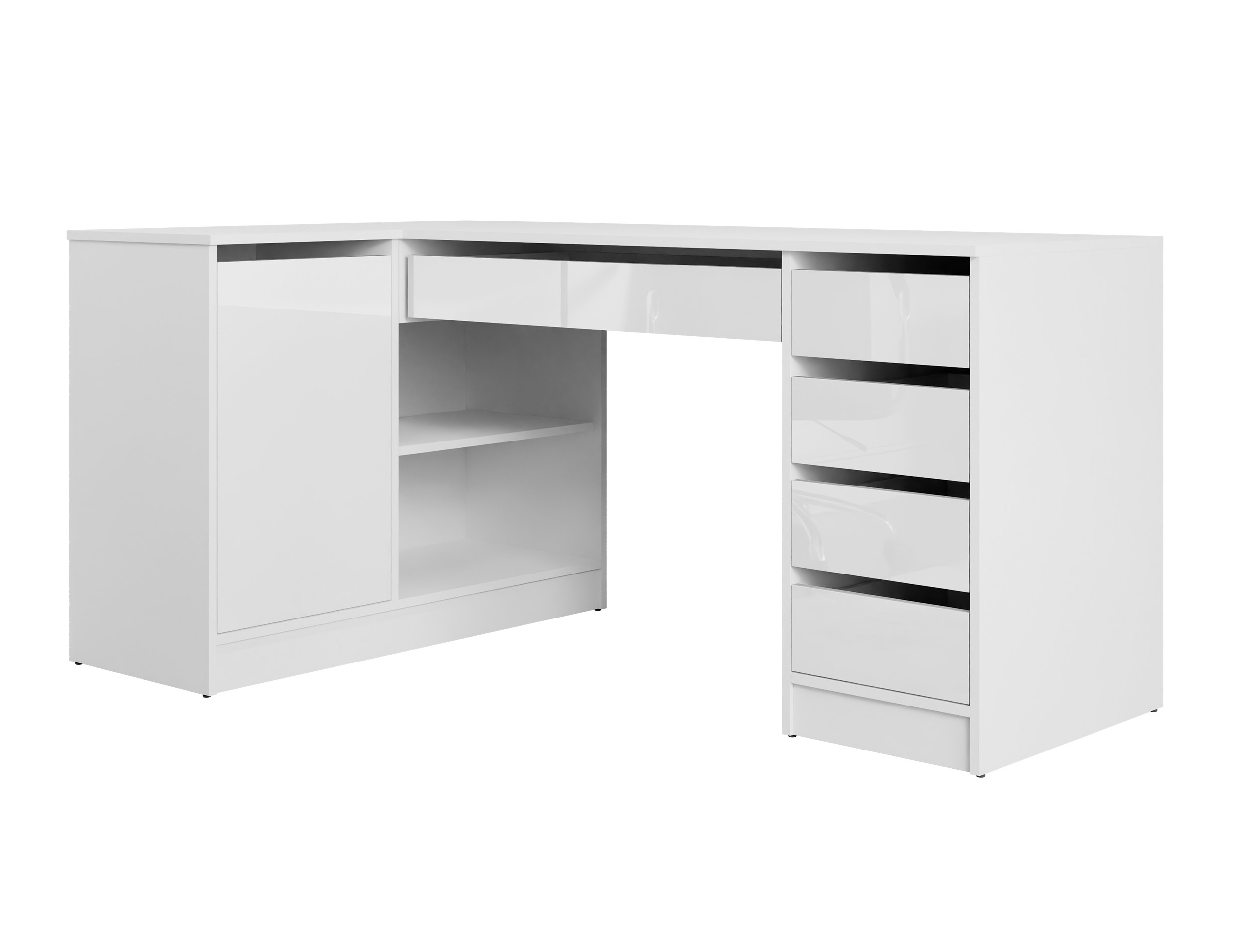 Eckschreibtisch Comfivo Terros III (Weiss glänzend + Weiss)