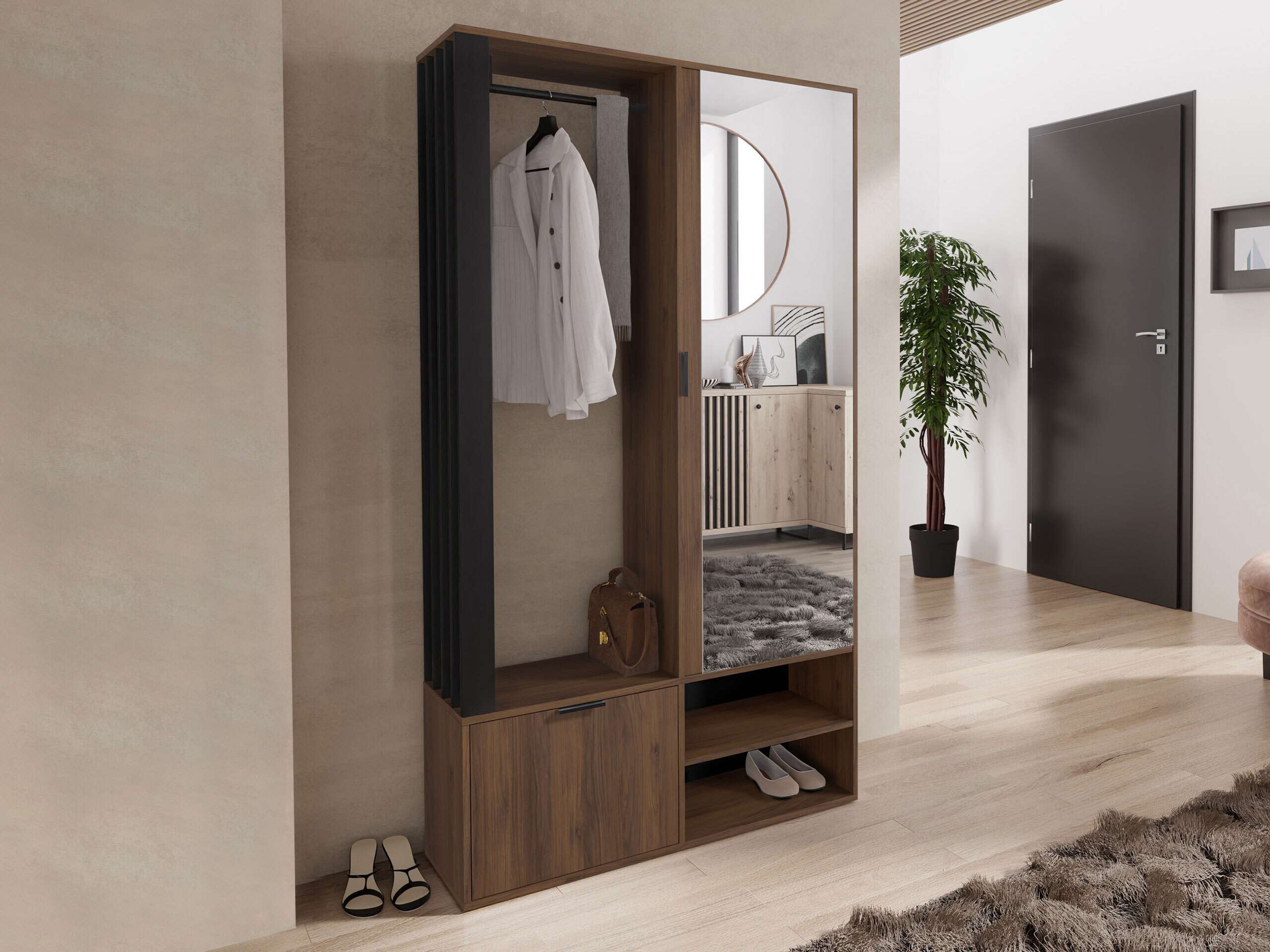 Flurgarnitur Vinea (Walnussholzoptik + Schwarz)