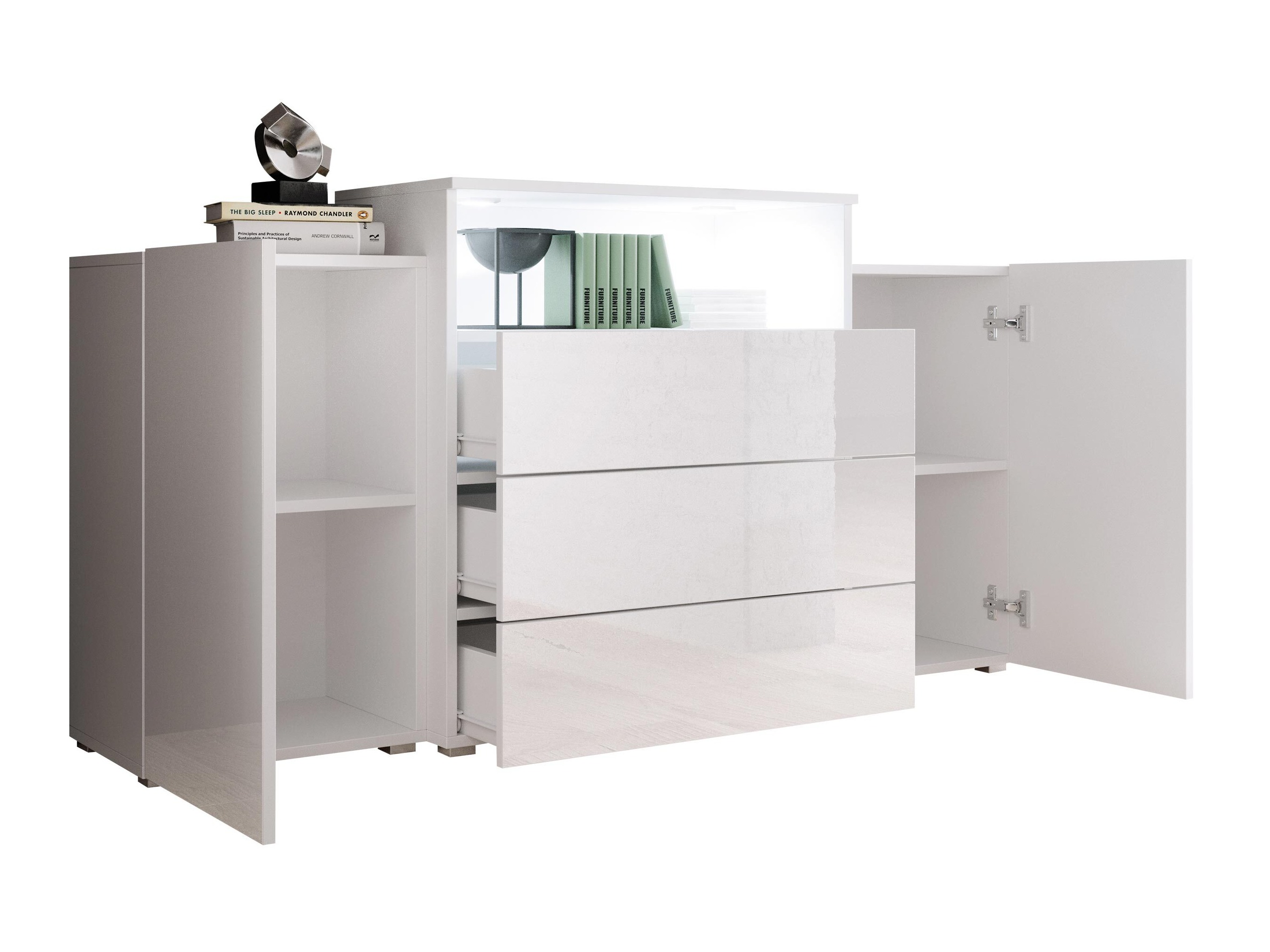 Kommoden Sarasota 127 (Weiss + Weiss glänzend)