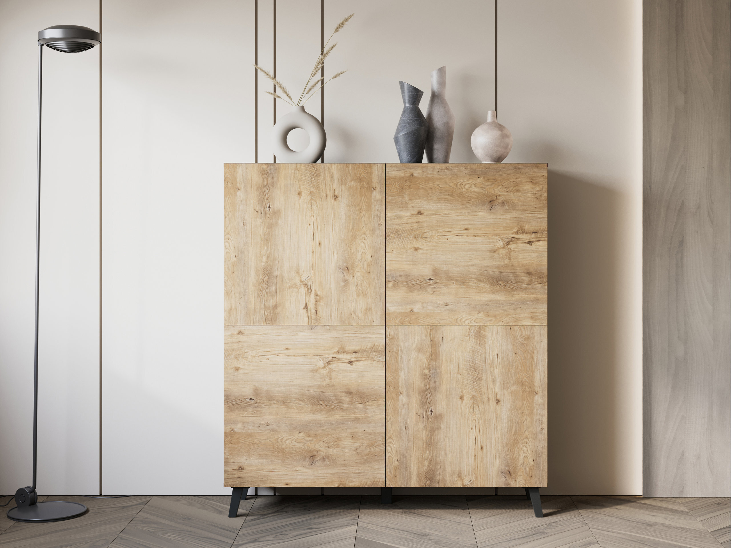 Sideboard Levtive 100 (Matera grau + Kastanienholzoptik)