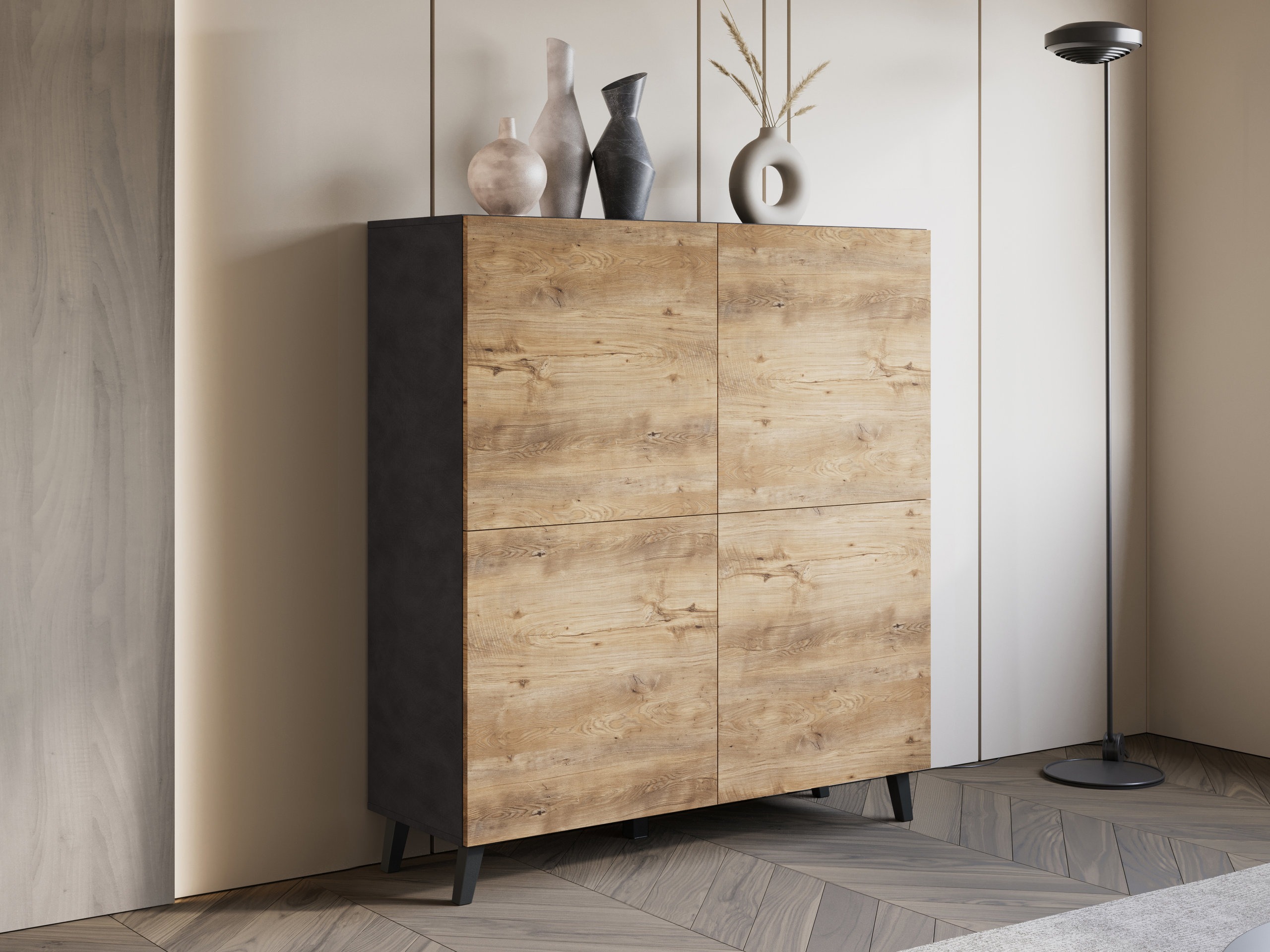 Sideboard Levtive 100 (Matera grau + Kastanienholzoptik)