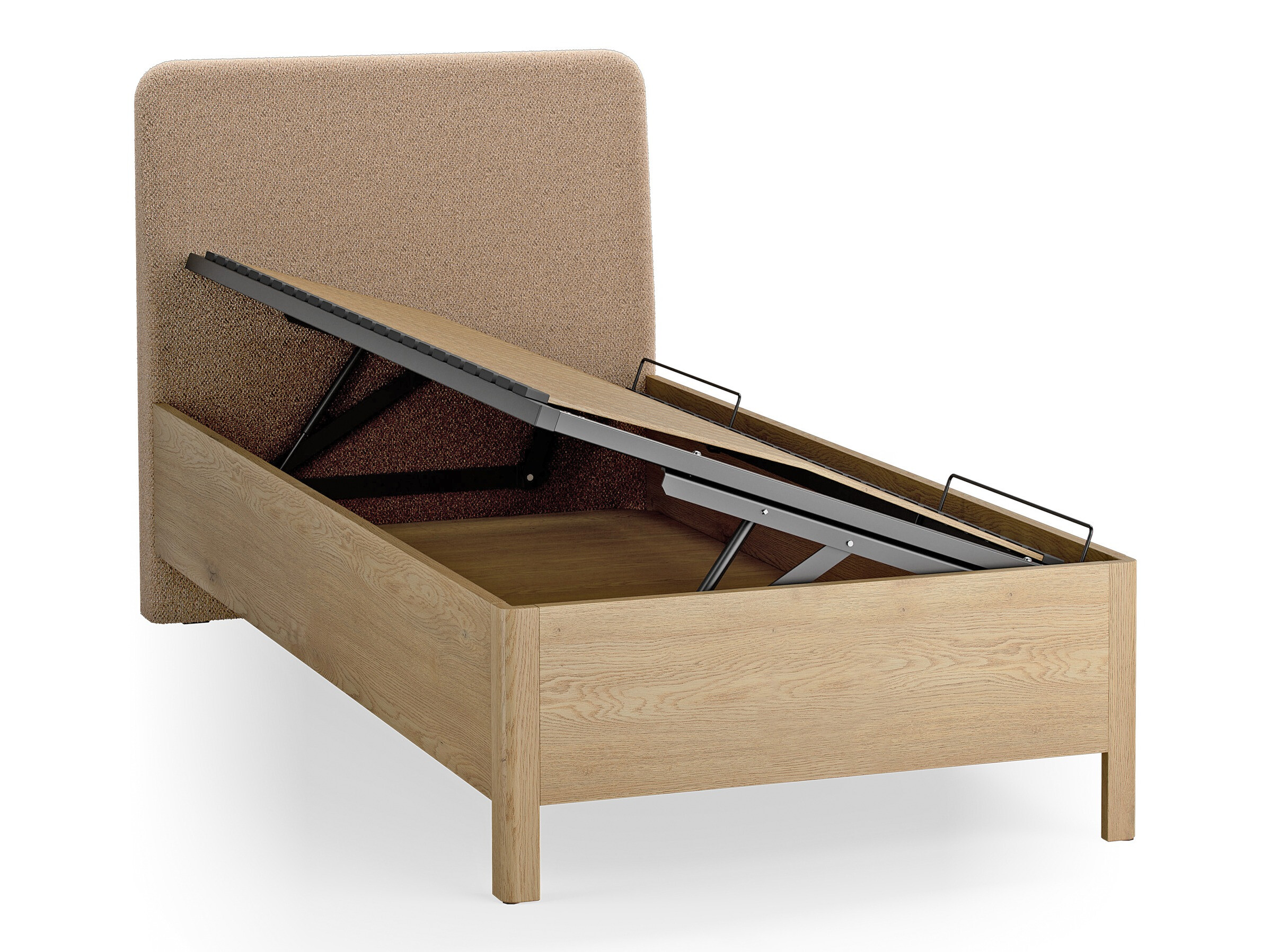 Bett Ruvcamu 118 (Eichenholzoptik + Beige)