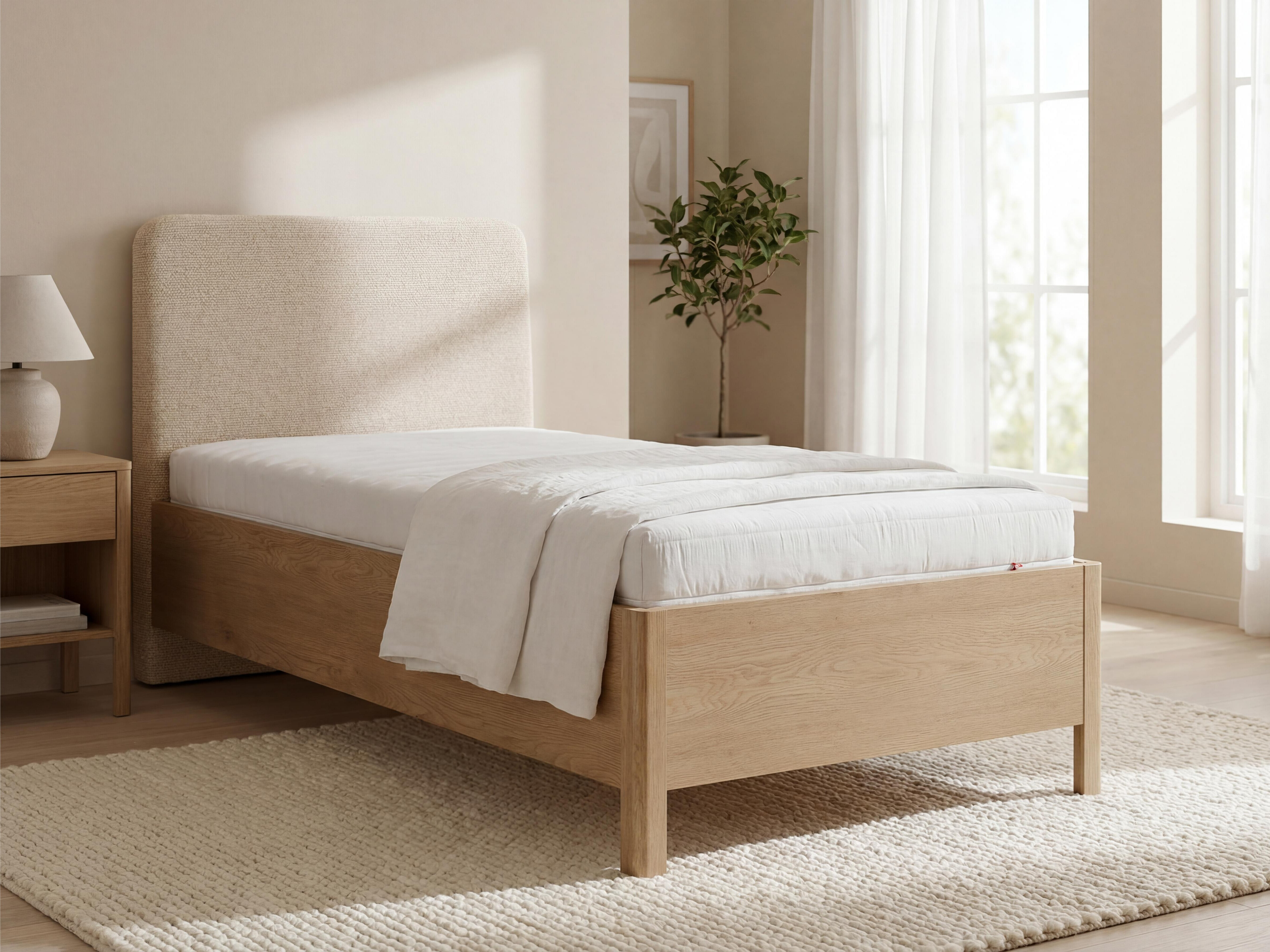 Bett Ruvcamu 118 (Eichenholzoptik + Ecru weiss)