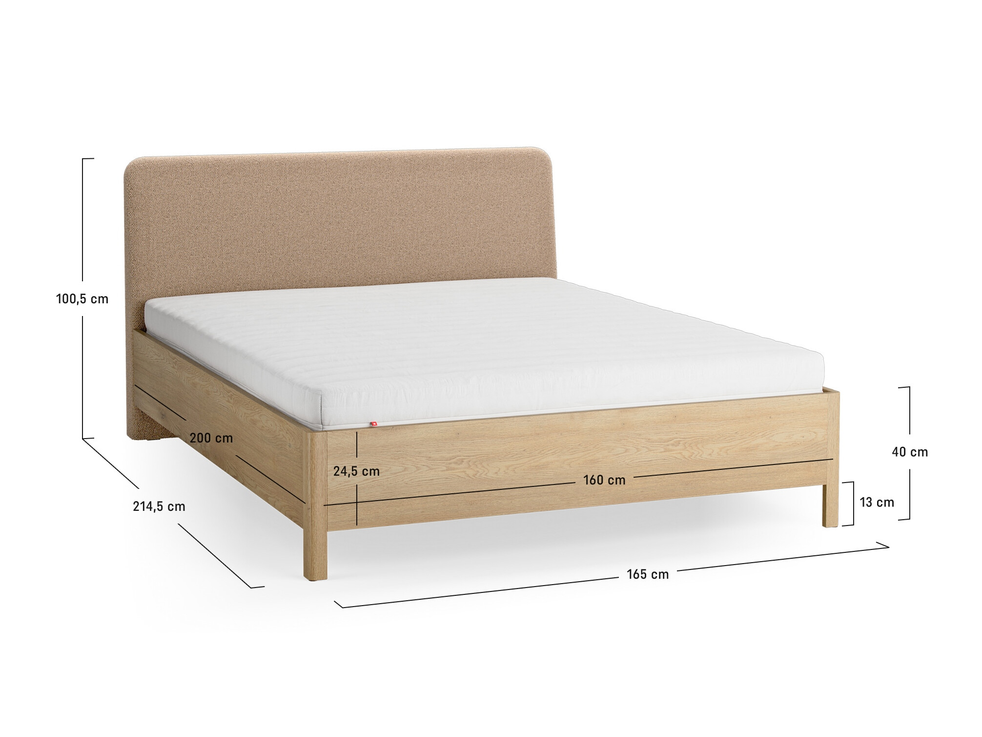Bett Ruvcamu 118 (Eichenholzoptik + Taupe)