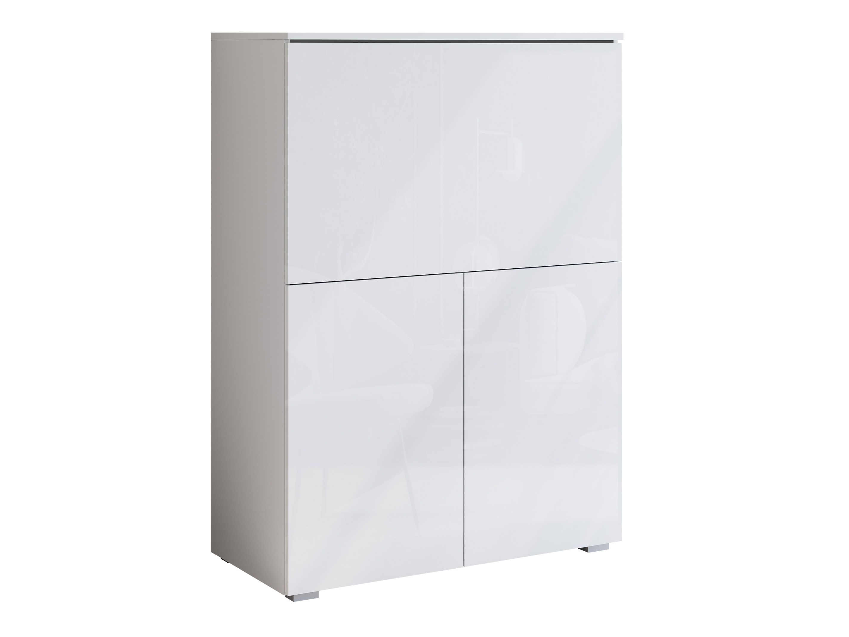 Sideboard Mirfivo 107 (Weiss + Weiss glänzend)