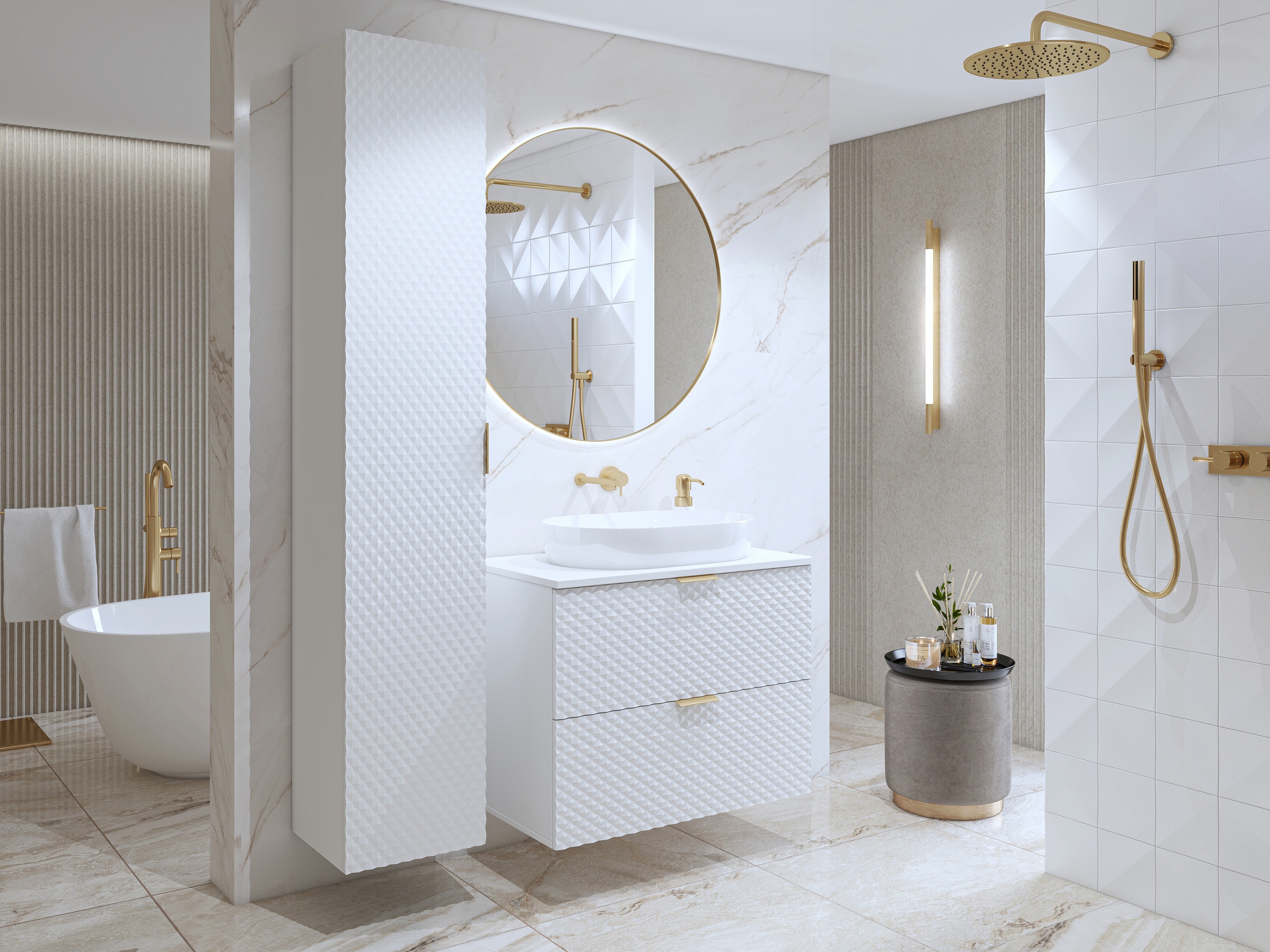 Badezimmer-Set Liretu 108 (Weiss)