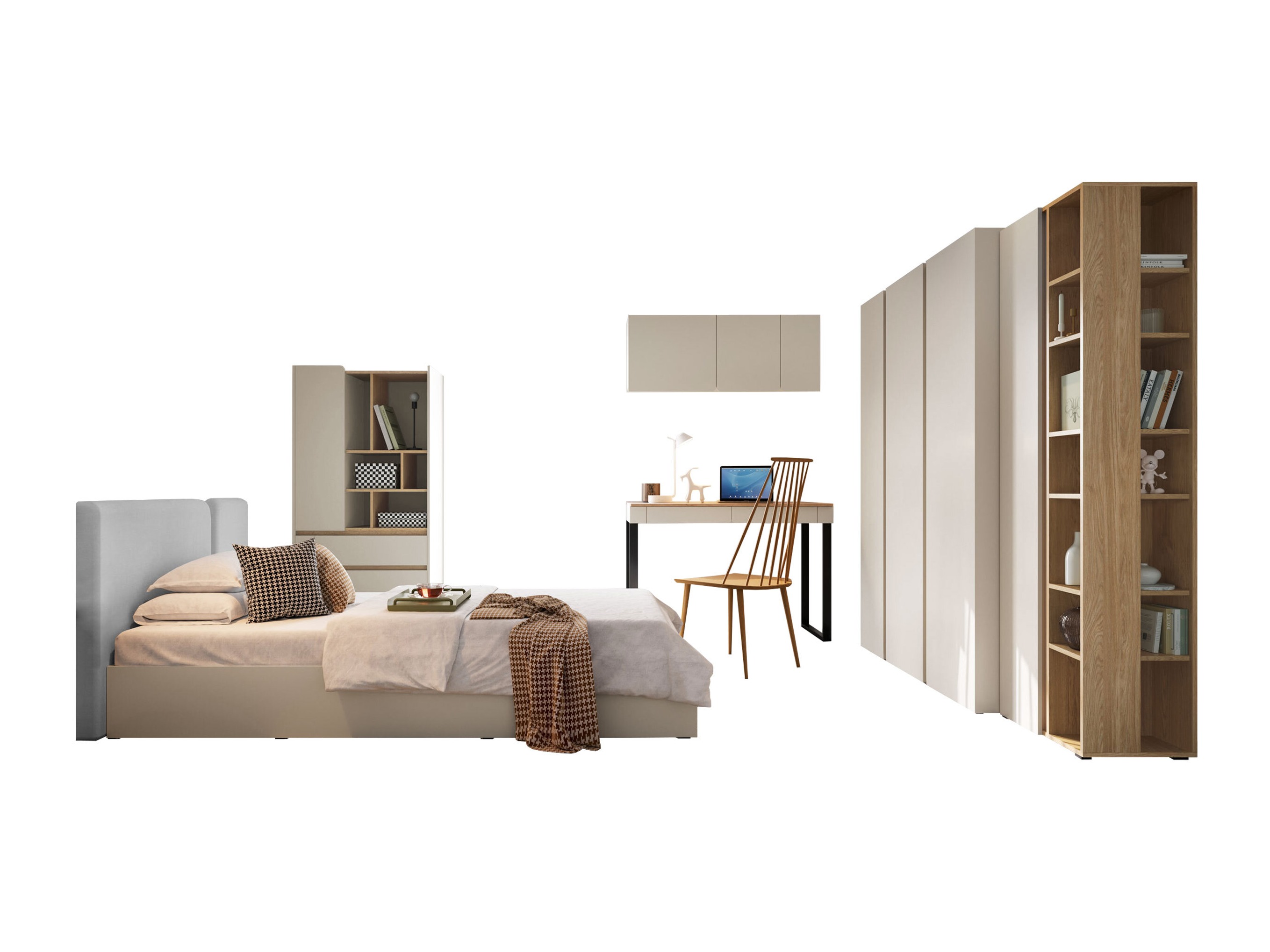 Möbel-Set Fiosono 114 (Beige + Eichenholzoptik hell)