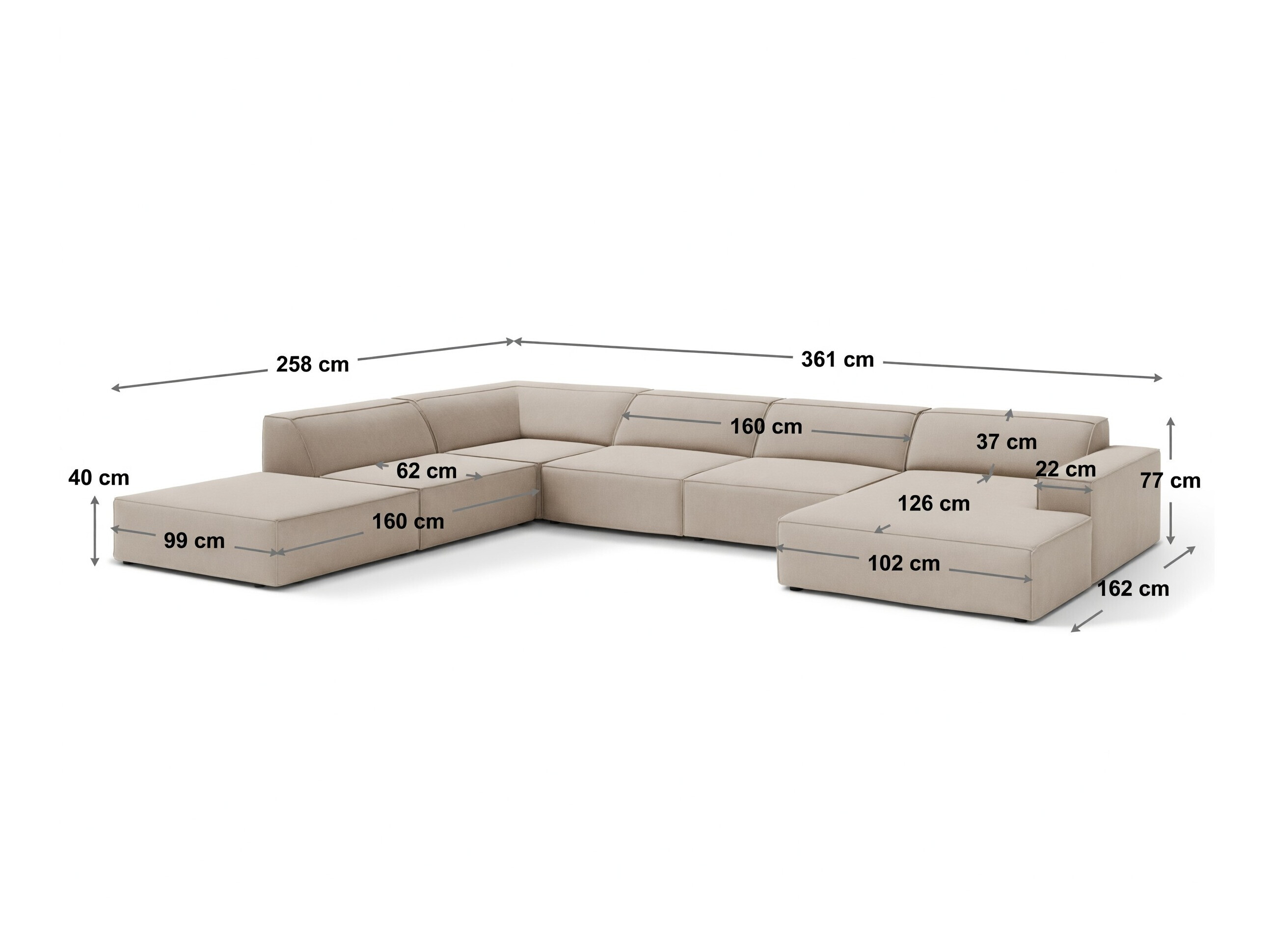 Modulares Ecksofa Lomcalu 123 (Bluvel 22)