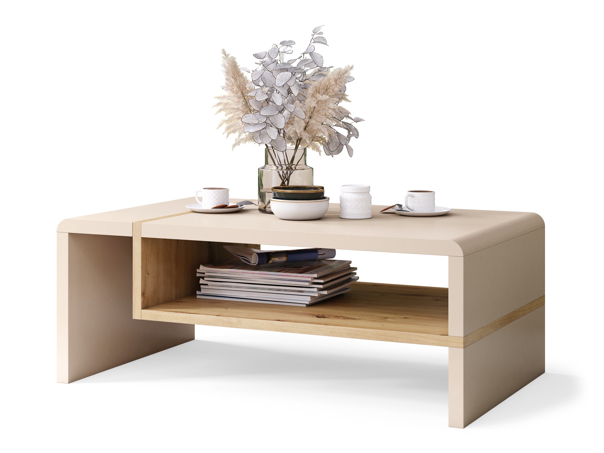 Couchtisch Glendale 102 (Beige + Artisan Eichenholzoptik)