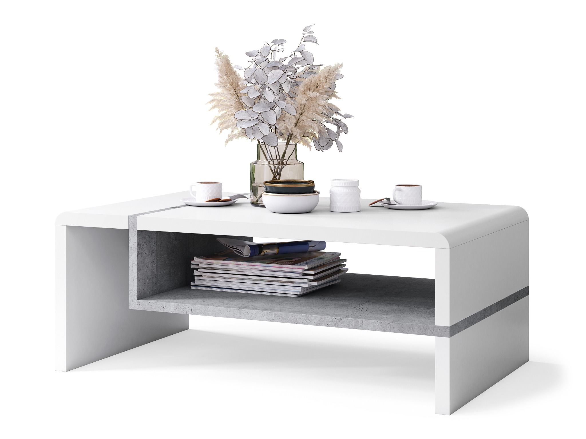 Couchtisch Glendale 102 (Weiss + Beton)