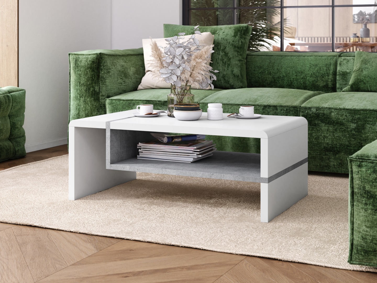 Couchtisch Glendale 102 (Weiss + Beton)