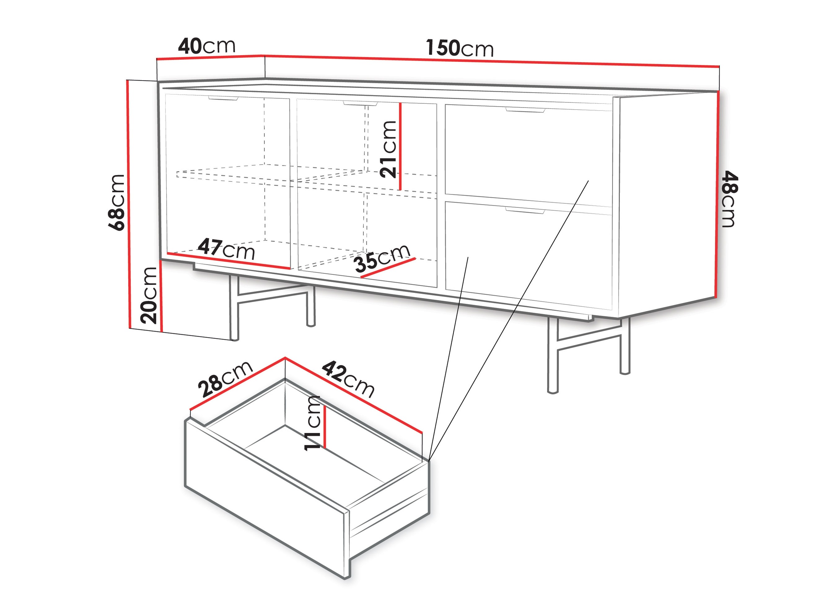 Kommoden Studos (Walnussholzoptik)