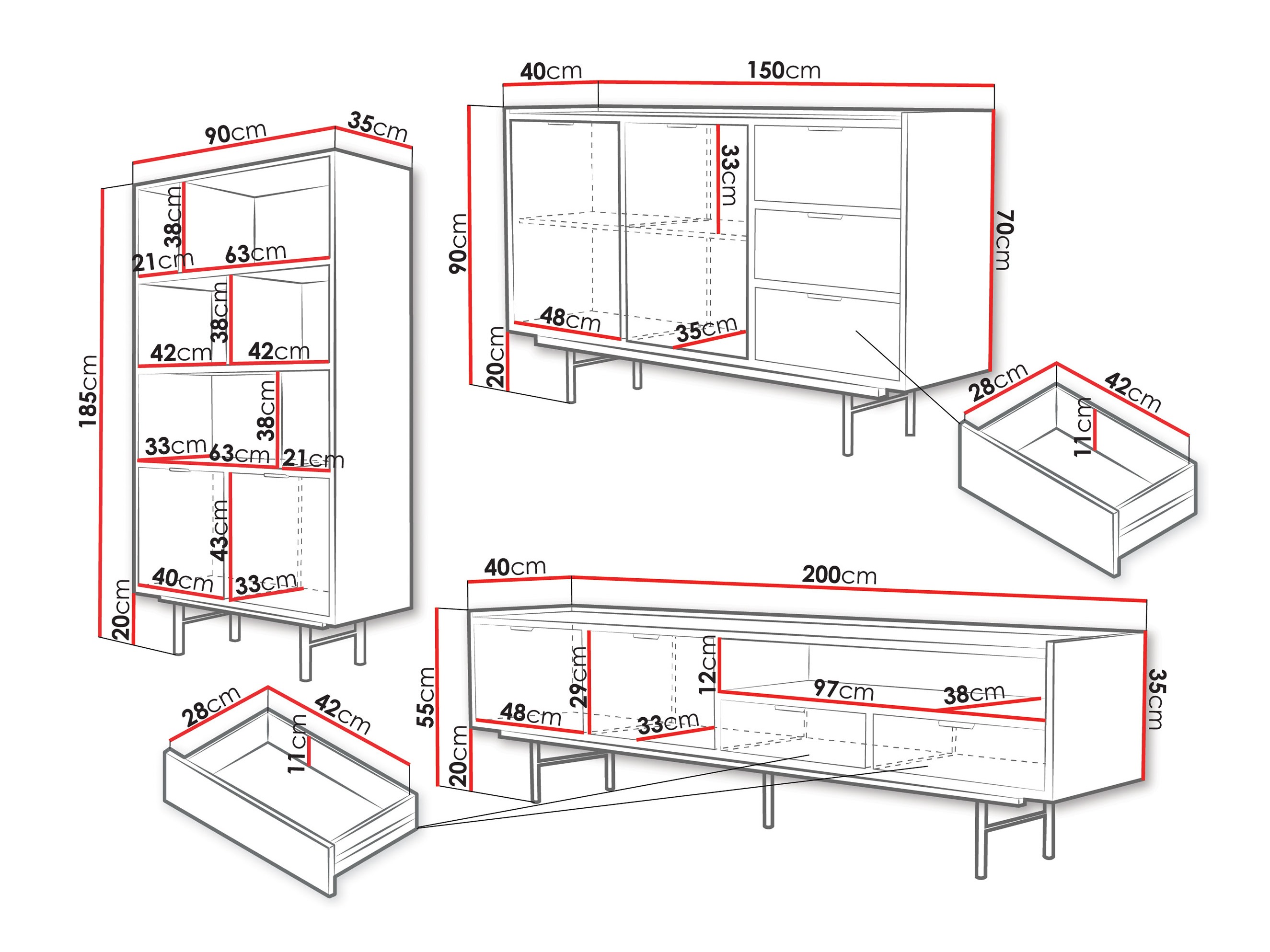 Wohnzimmer-Sets Floelbe 108 (Eichenholzoptik)