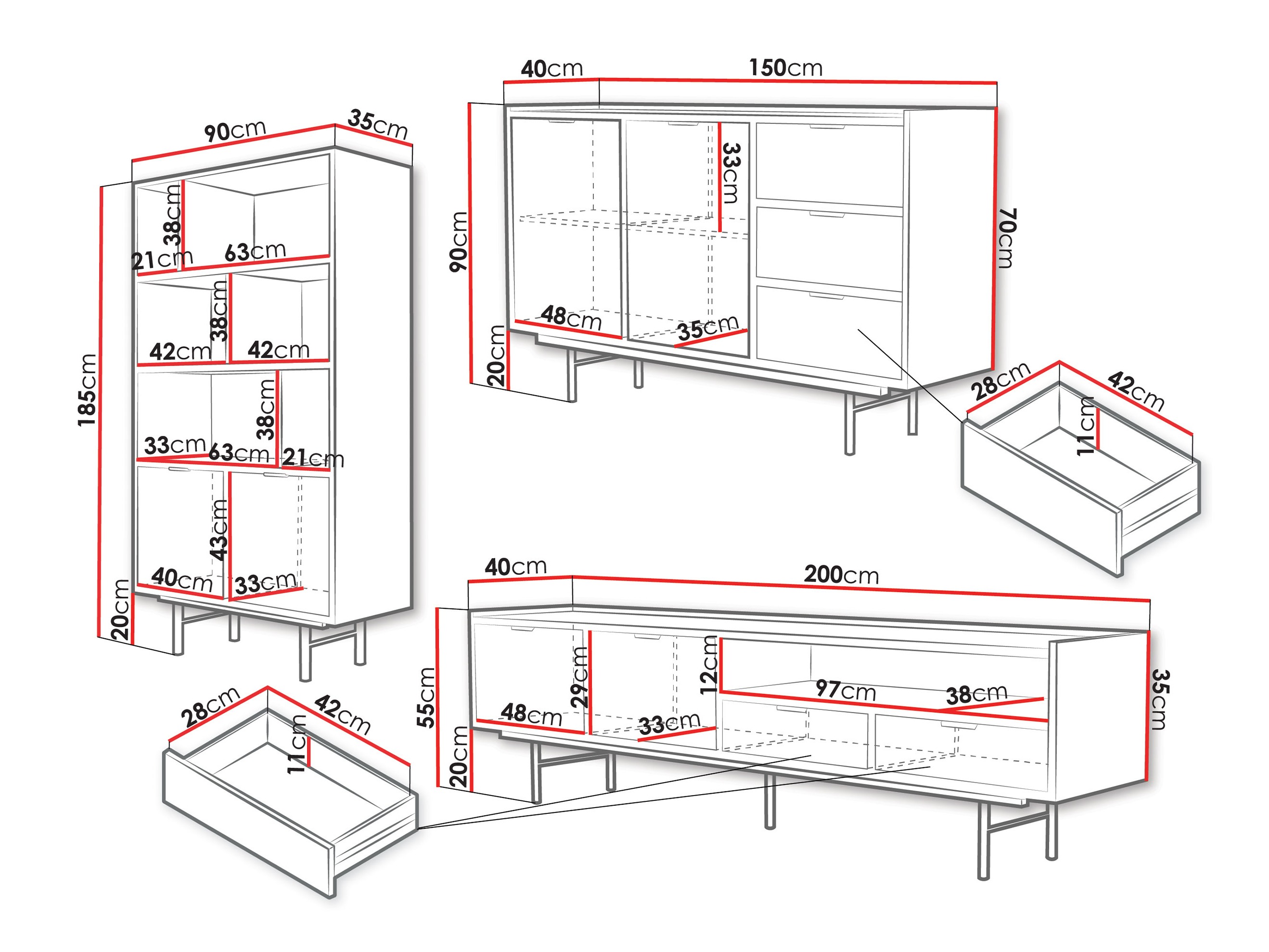 Wohnzimmer-Sets Studos (Walnussholzoptik)